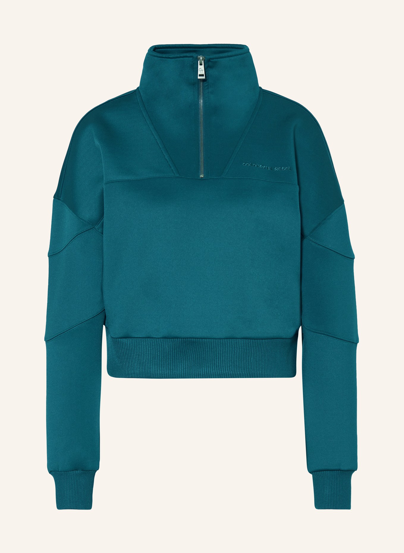 COLOURFUL REBEL Jersey half-zip sweater ILENA, Color: TEAL (Image 1)