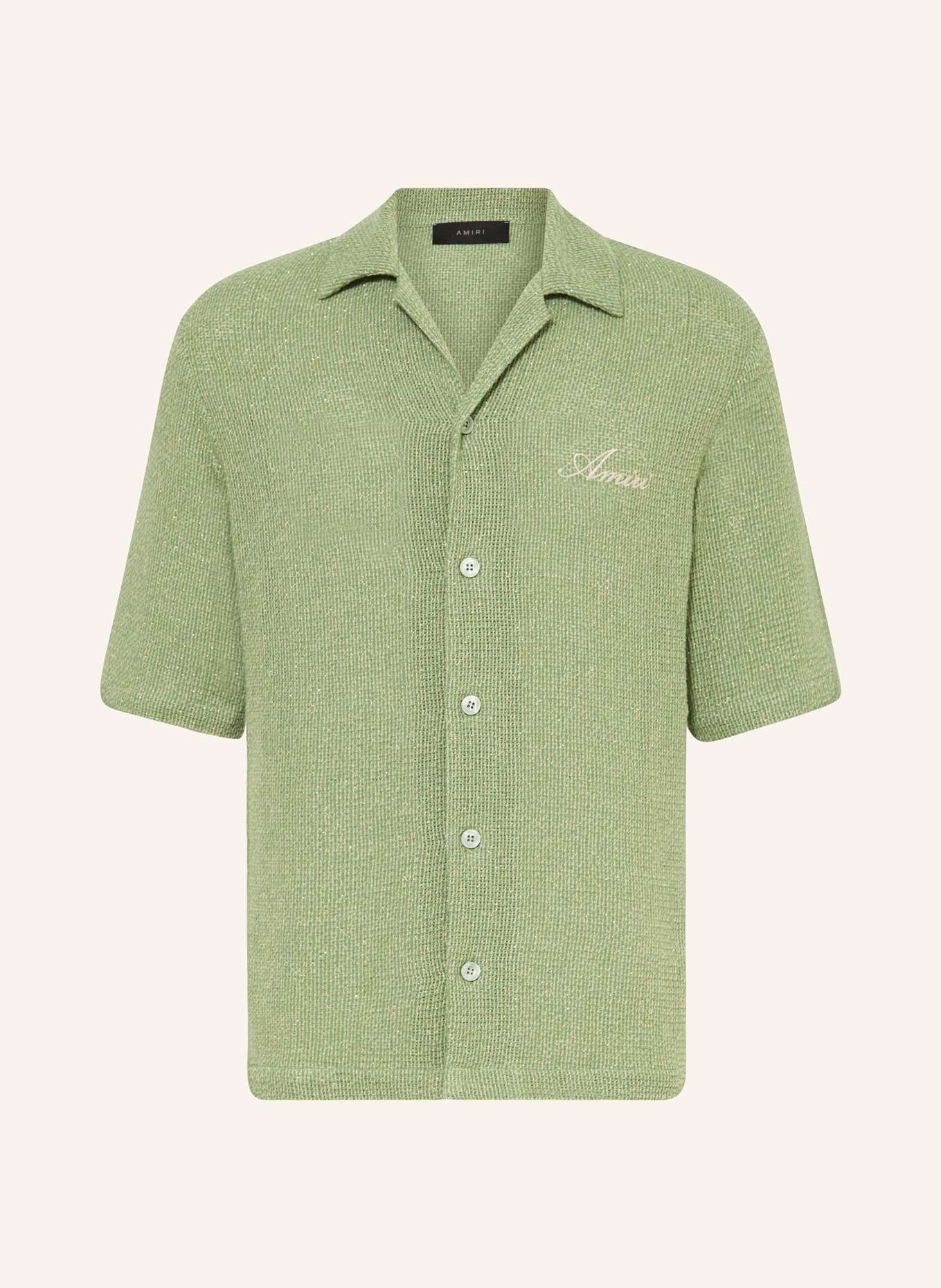 AMIRI Knit shirt regular fit with glitter thread, Color: LIGHT GREEN/ LIGHT BROWN (Image 1)