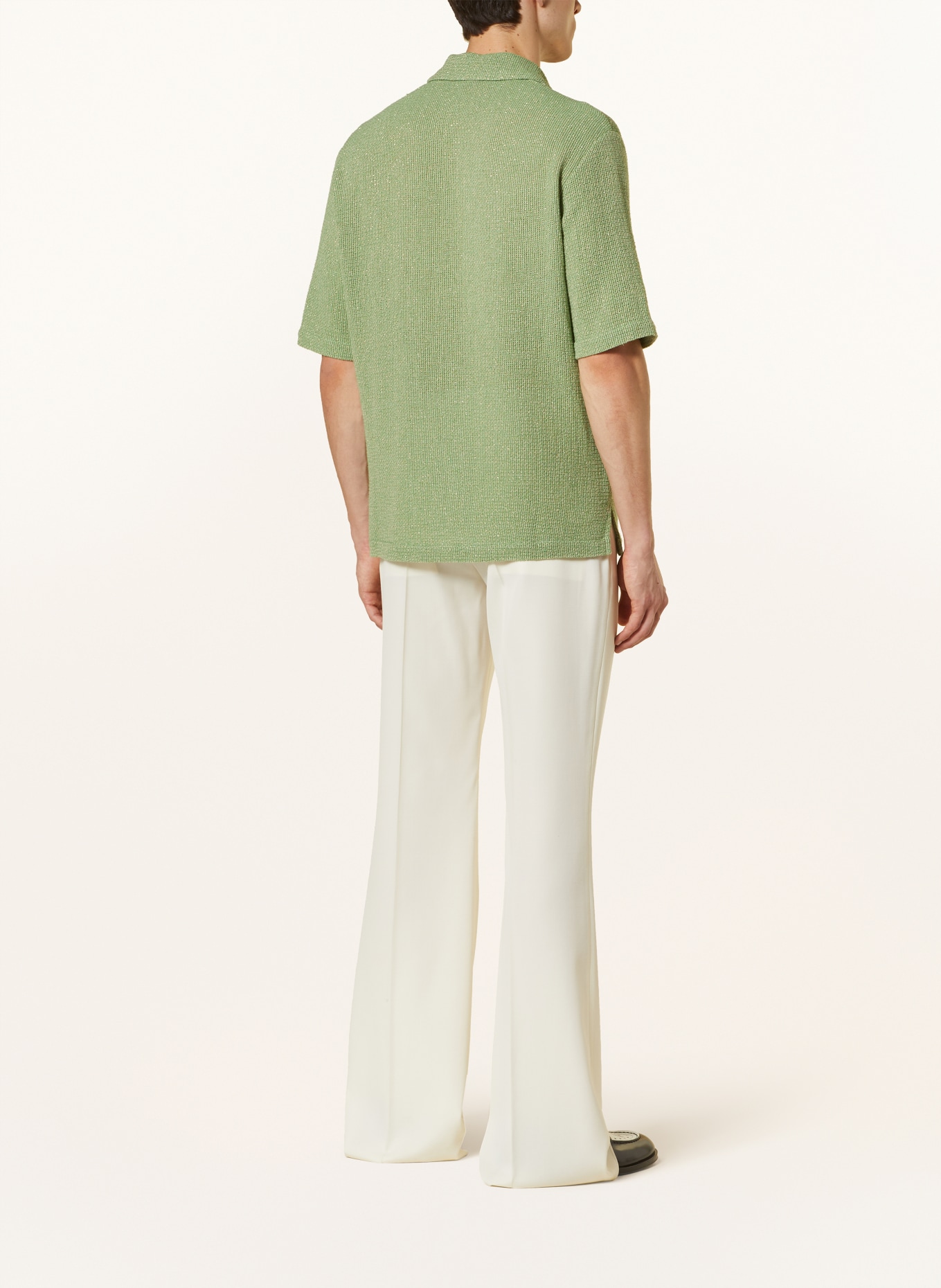 AMIRI Knit shirt regular fit with glitter thread, Color: LIGHT GREEN/ LIGHT BROWN (Image 3)