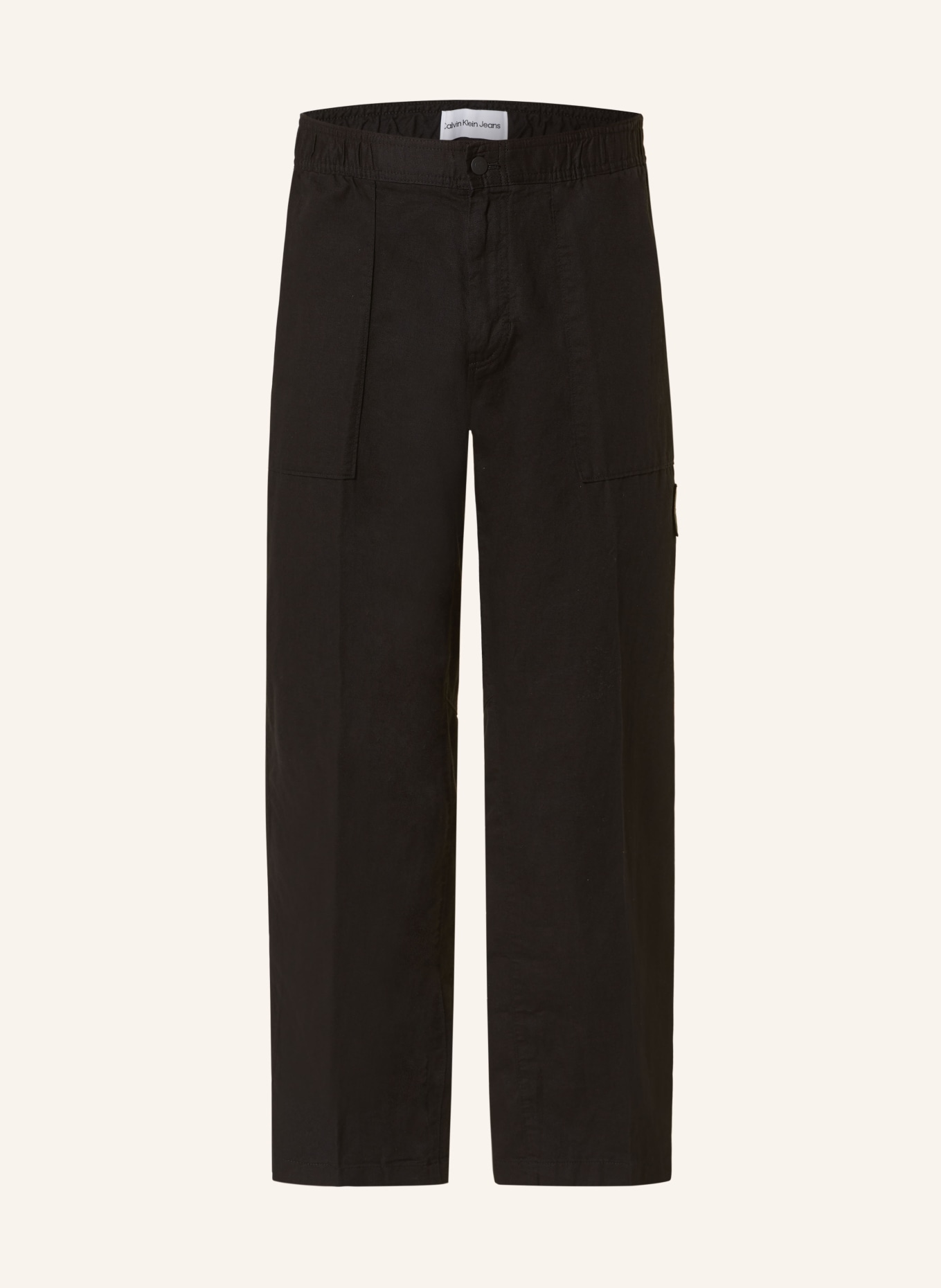 Calvin Klein Jeans Spodnie regular fit z lnem, Kolor: CZARNY (Obrazek 1)
