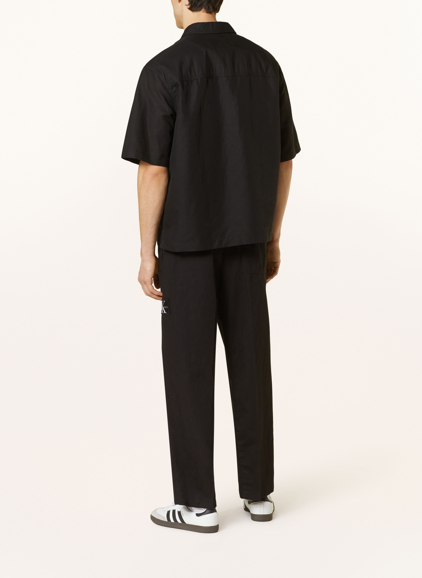 Calvin Klein Jeans Spodnie regular fit z lnem, Kolor: CZARNY (Obrazek 3)