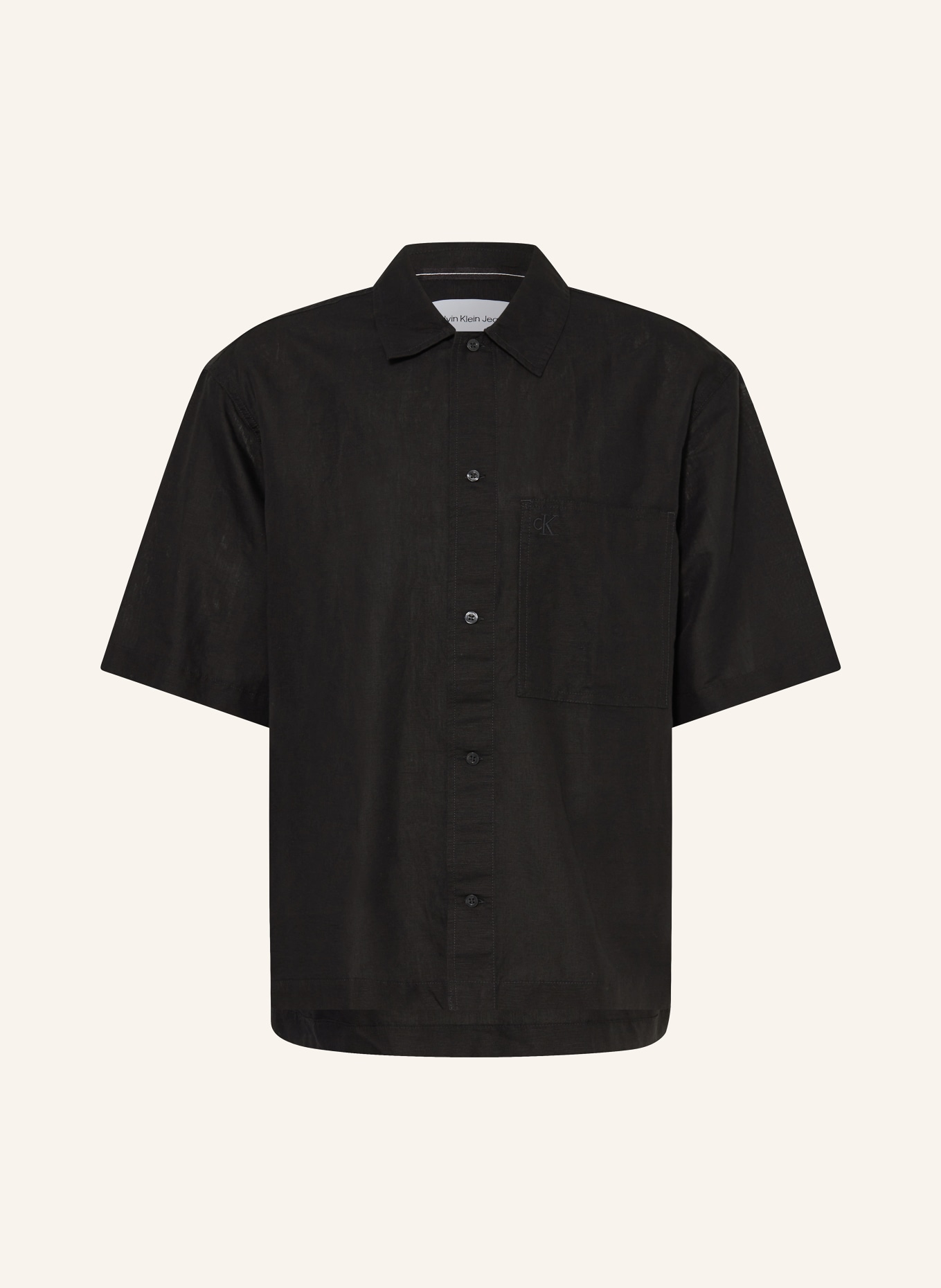 Calvin Klein Jeans Short sleeve shirt relaxed fit with linen, Color: BLACK (Image 1)