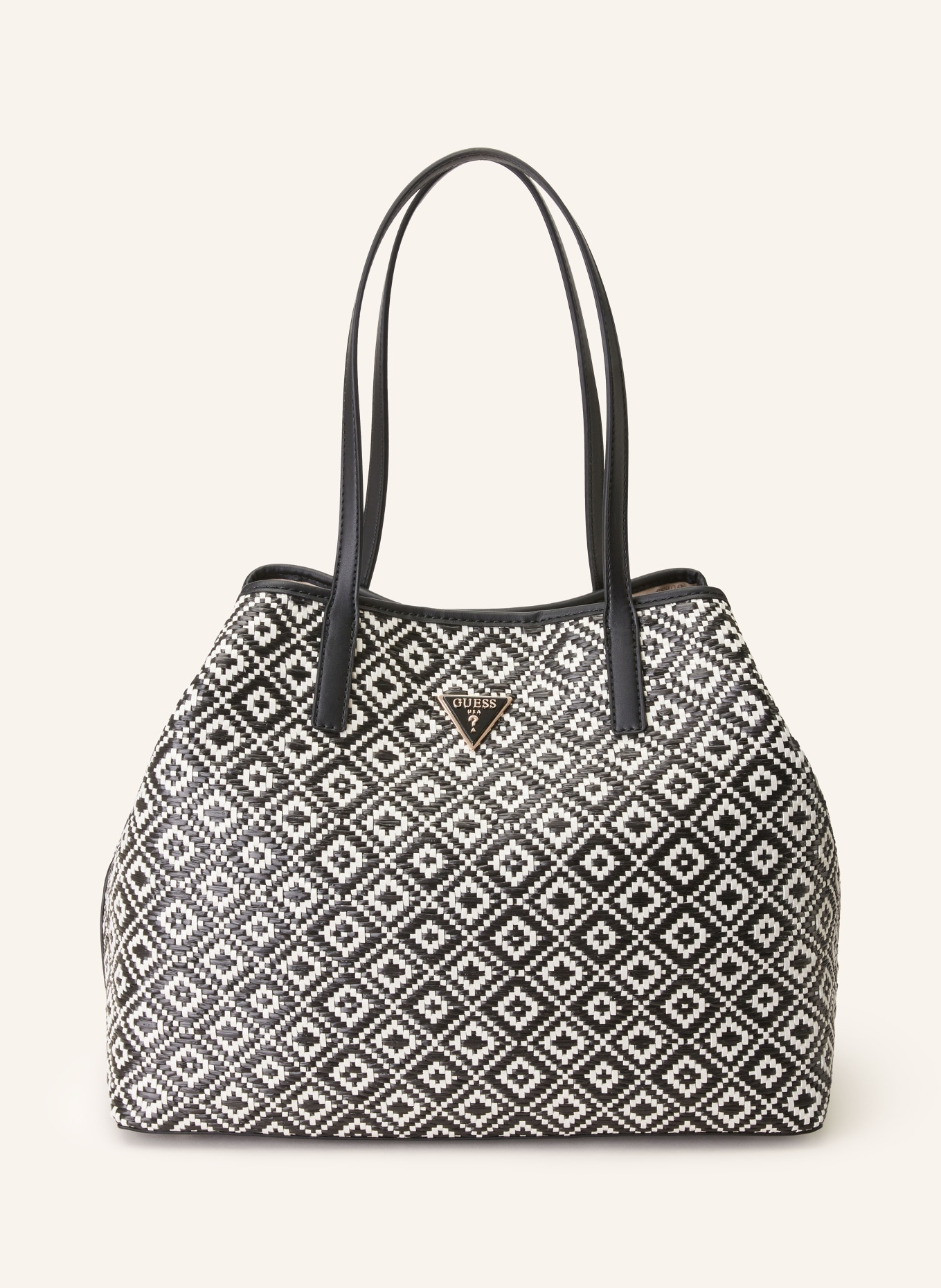 GUESS Shopper VIKKY LARGE with pouch, Color: BLACK/ WHITE (Image 1)