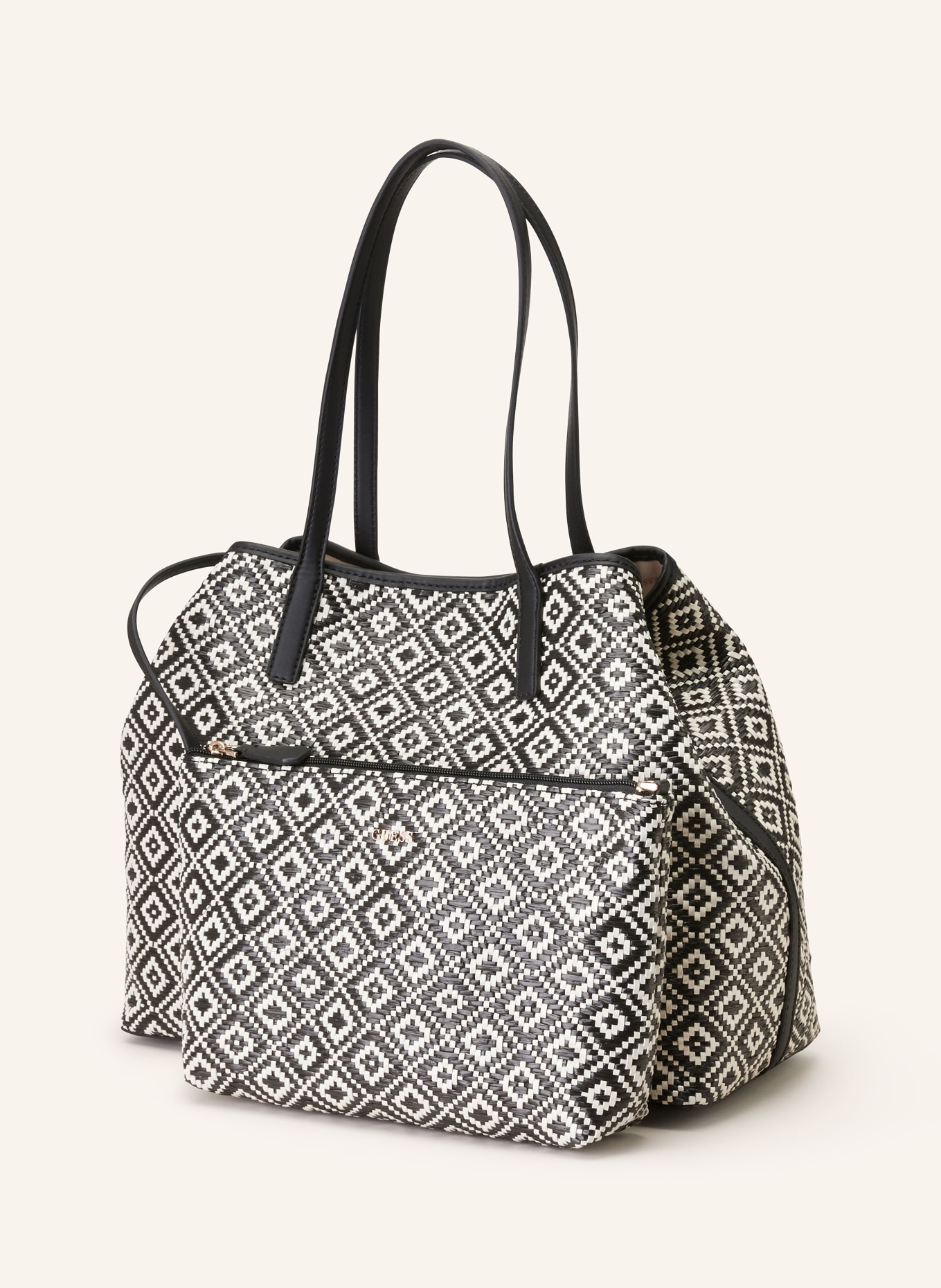 GUESS Shopper VIKKY LARGE with pouch, Color: BLACK/ WHITE (Image 2)