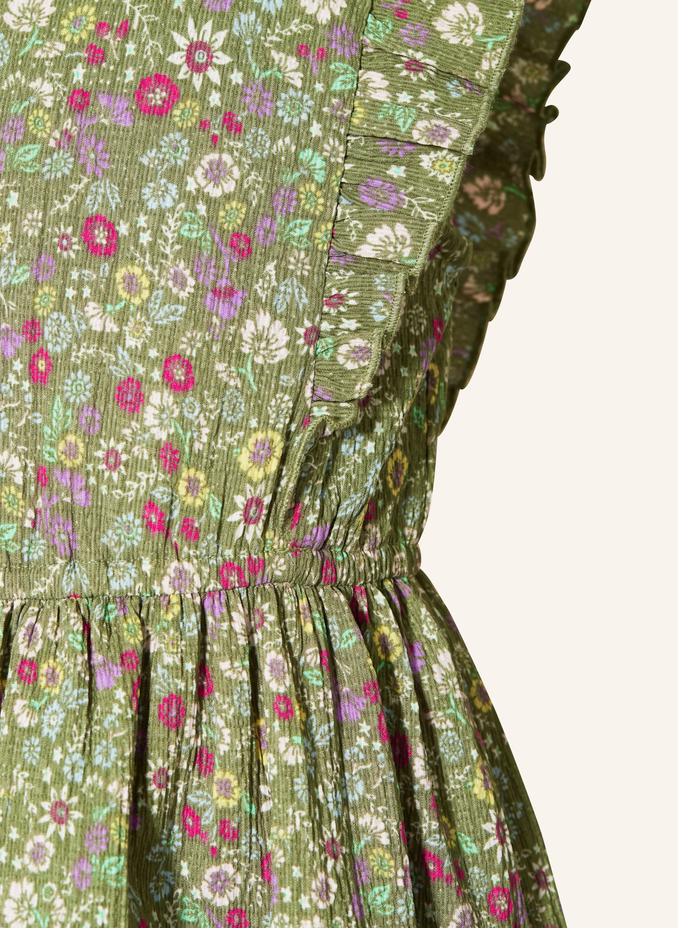 happy girls Kleid mit Rüschen, Farbe: OLIV/ PINK/ HELLGELB (Bild 3)