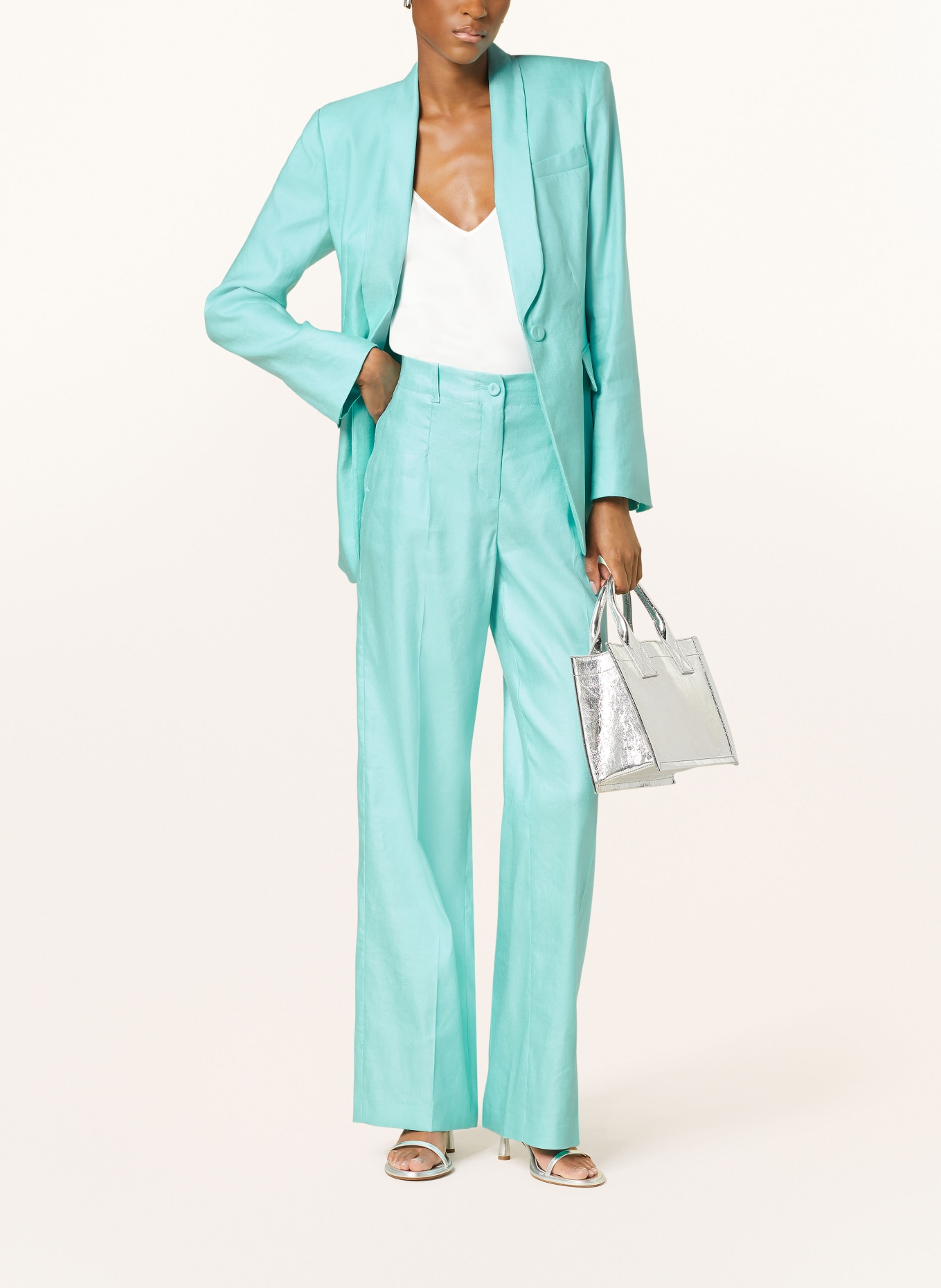 RIANI Wide leg trousers with linen, Color: TURQUOISE (Image 2)