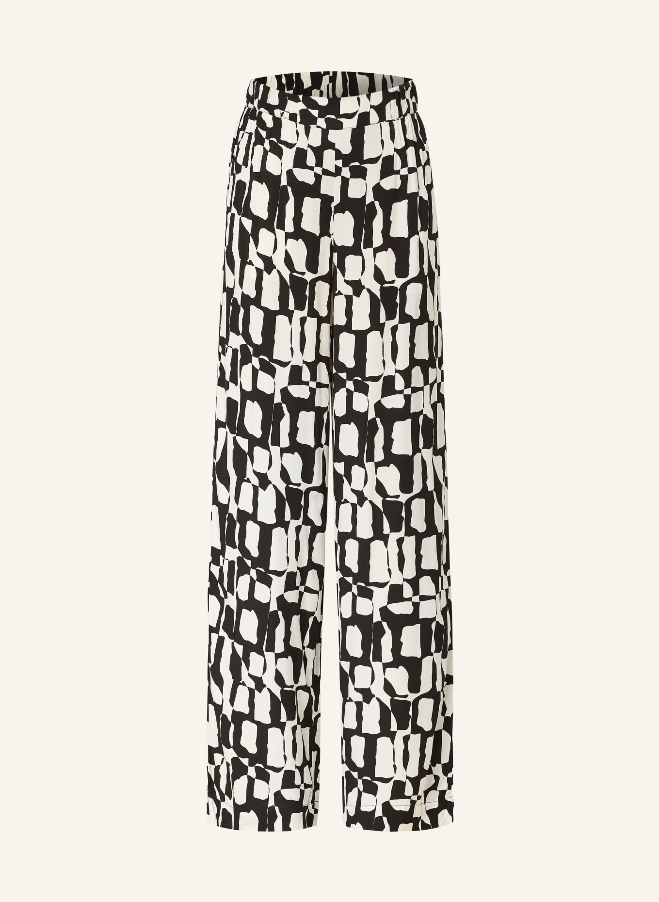 s.Oliver BLACK LABEL Wide leg trousers, Color: BLACK/ WHITE (Image 1)