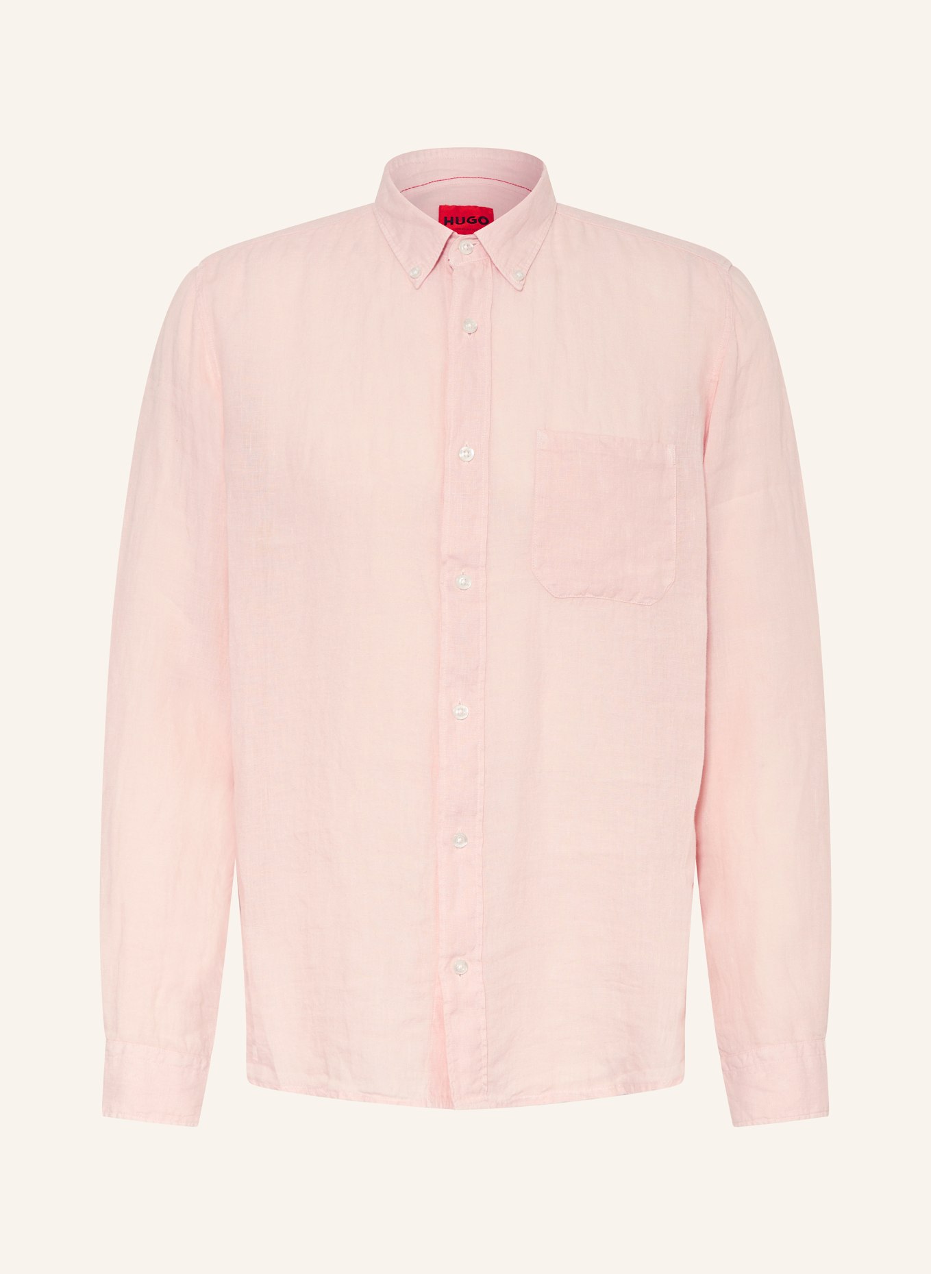 HUGO Linen shirt ERMANN straight fit, Color: LIGHT PINK (Image 1)