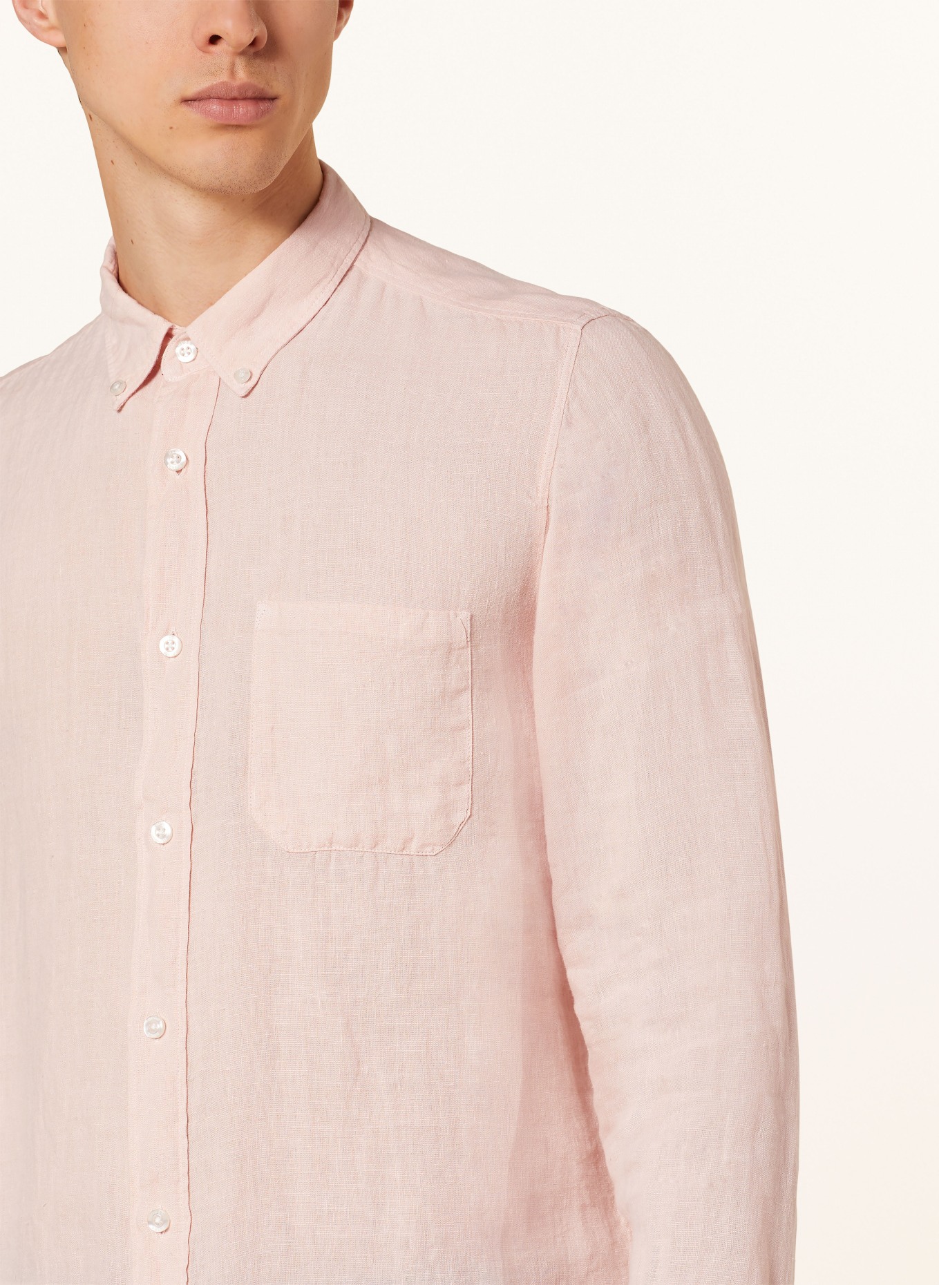 HUGO Linen shirt ERMANN straight fit, Color: LIGHT PINK (Image 4)
