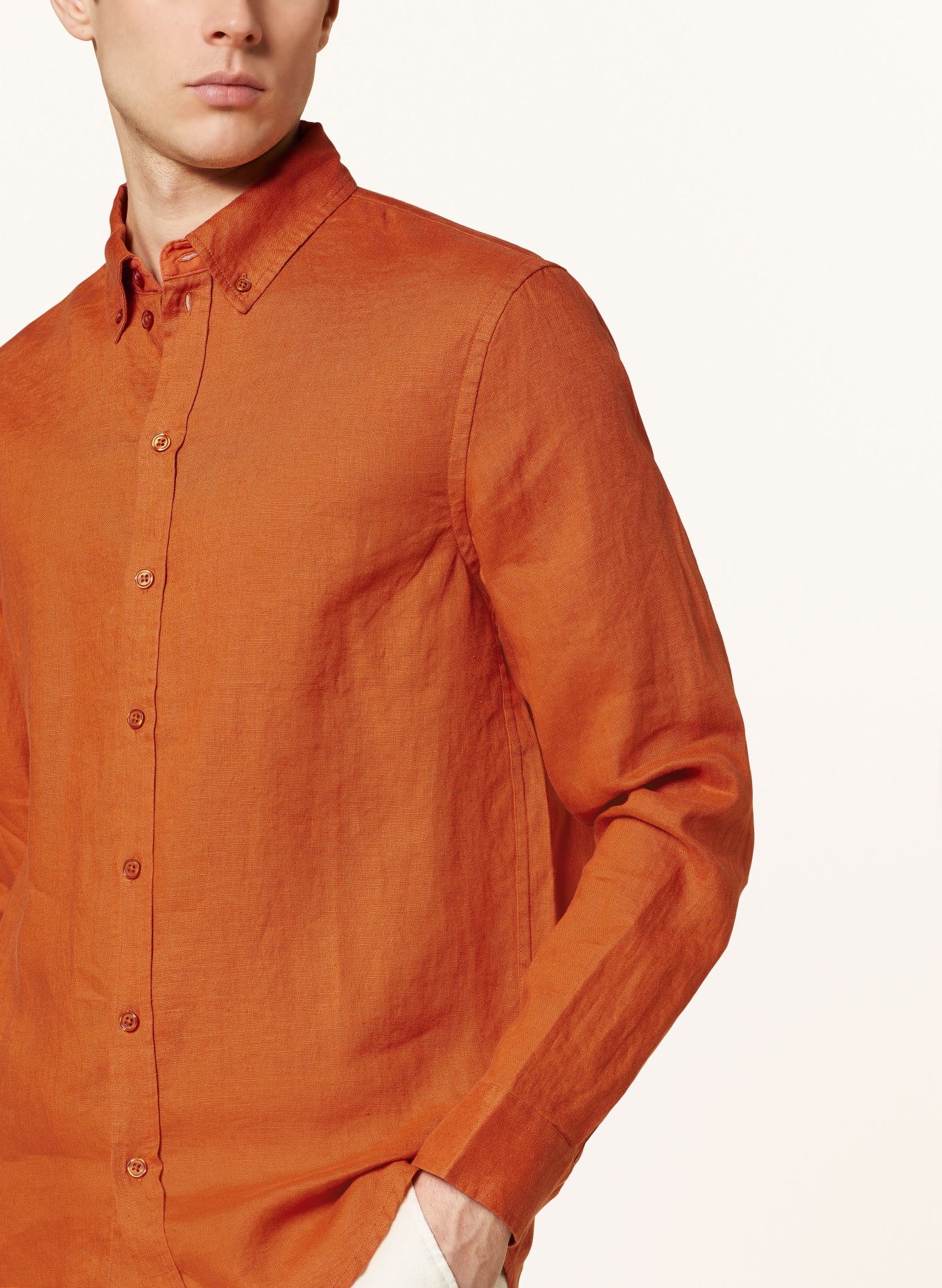MOS MOSH Gallery Linen shirt MMGTHEO regular fit, Color: ORANGE (Image 4)