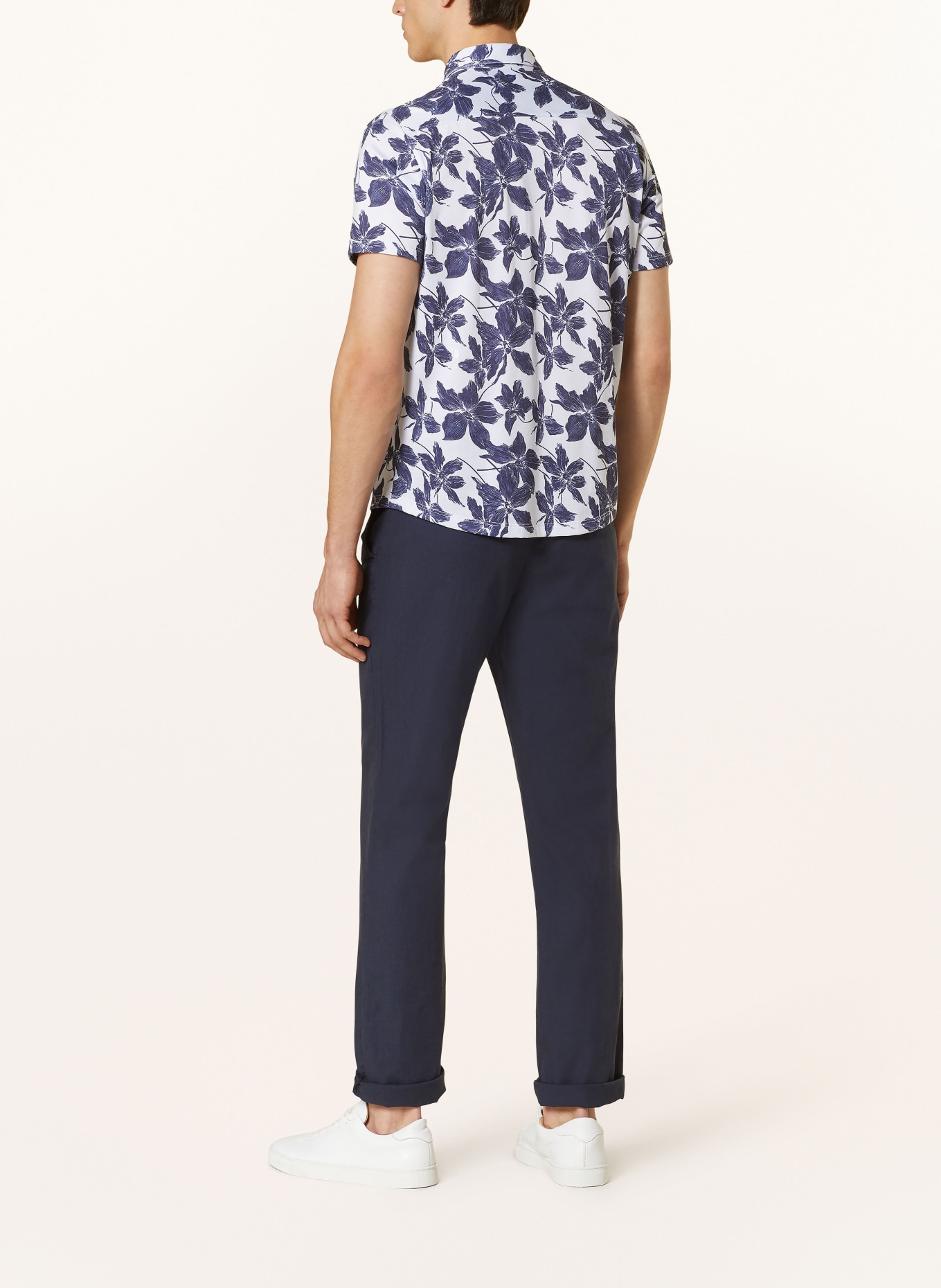 RAGMAN Short sleeve shirt modern fit in jersey, Color: WHITE/ DARK BLUE (Image 3)