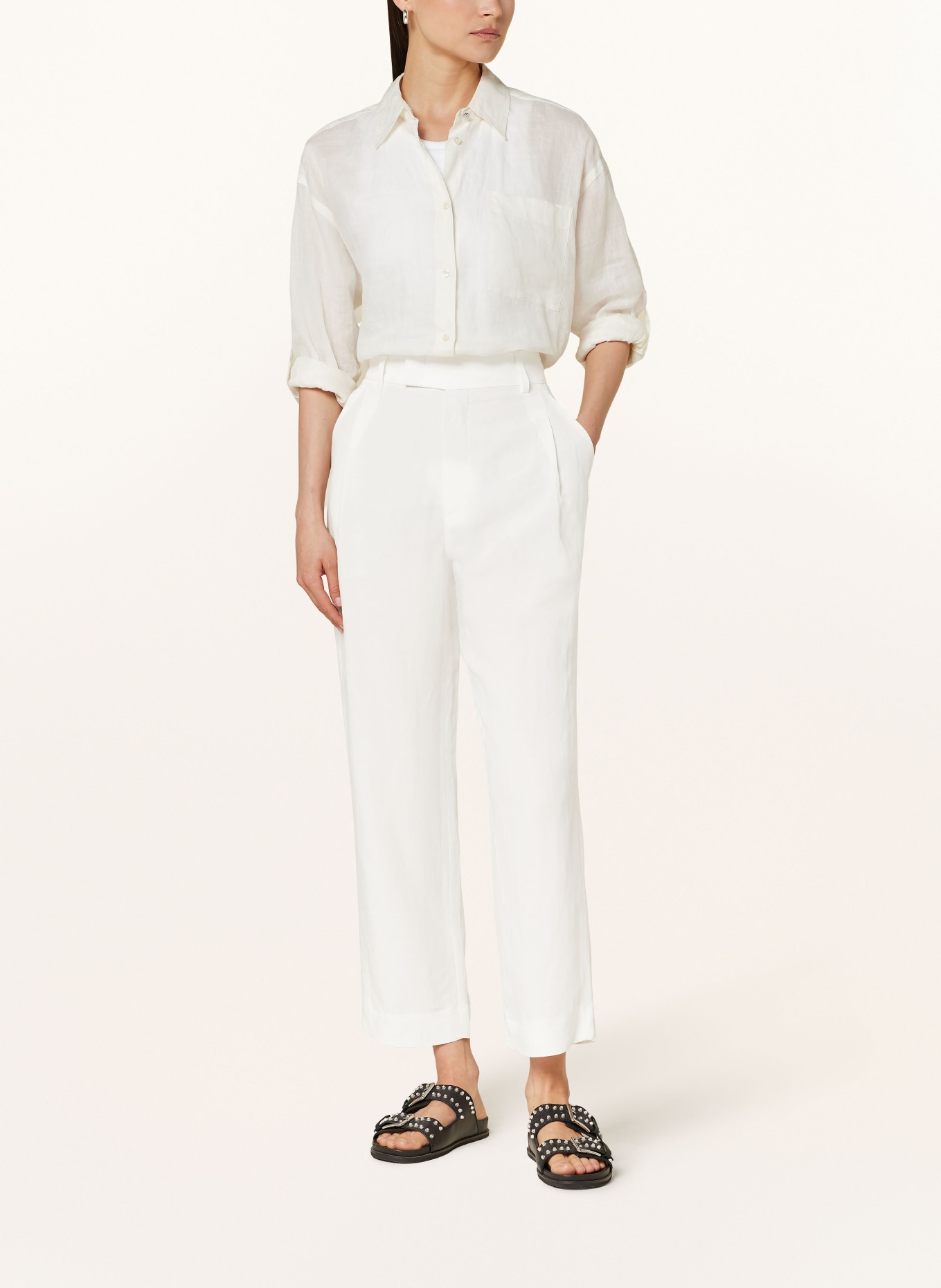 ROSSI Trousers LUAN with linen, Color: ECRU (Image 2)