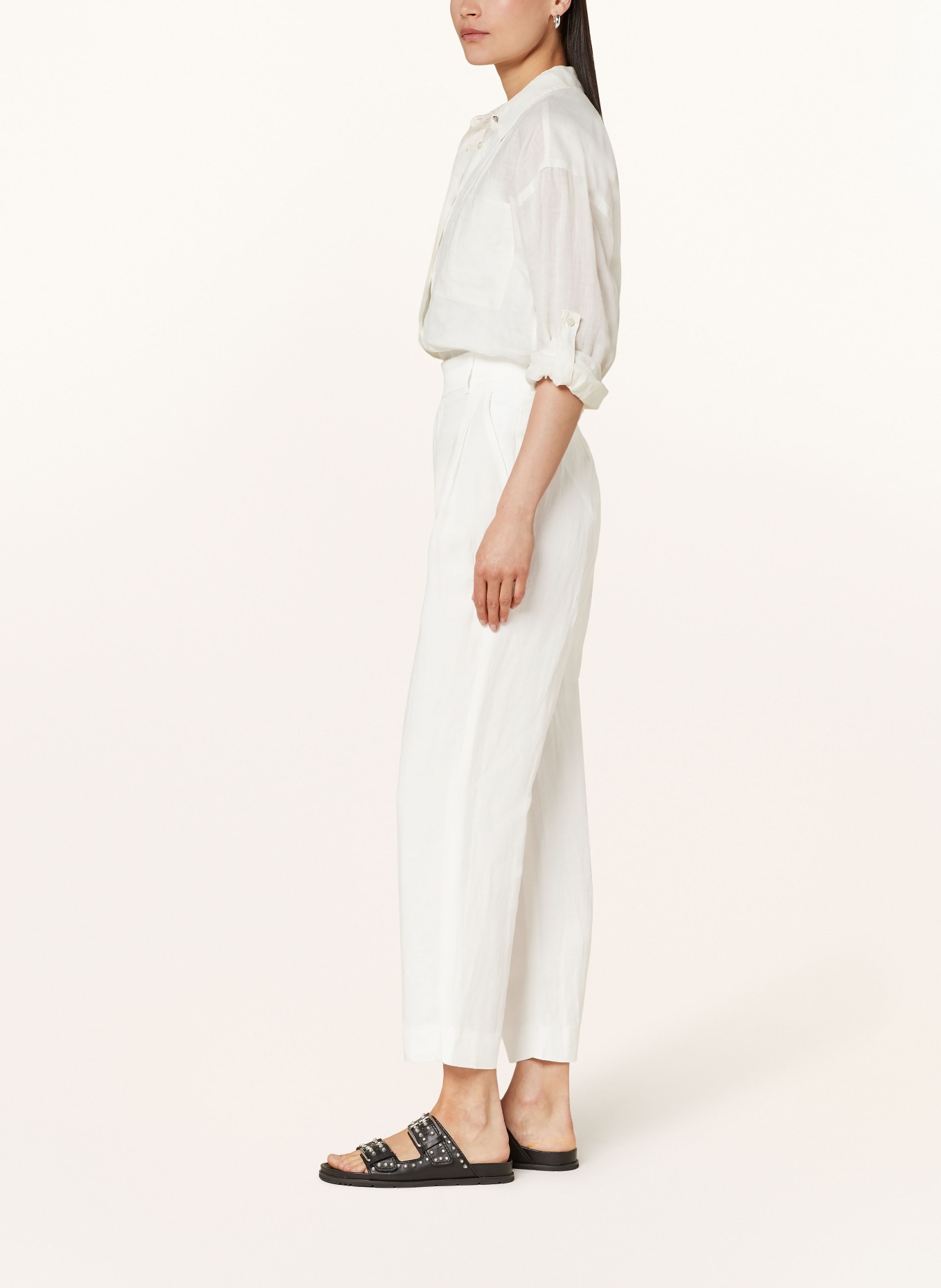ROSSI Trousers LUAN with linen, Color: ECRU (Image 4)