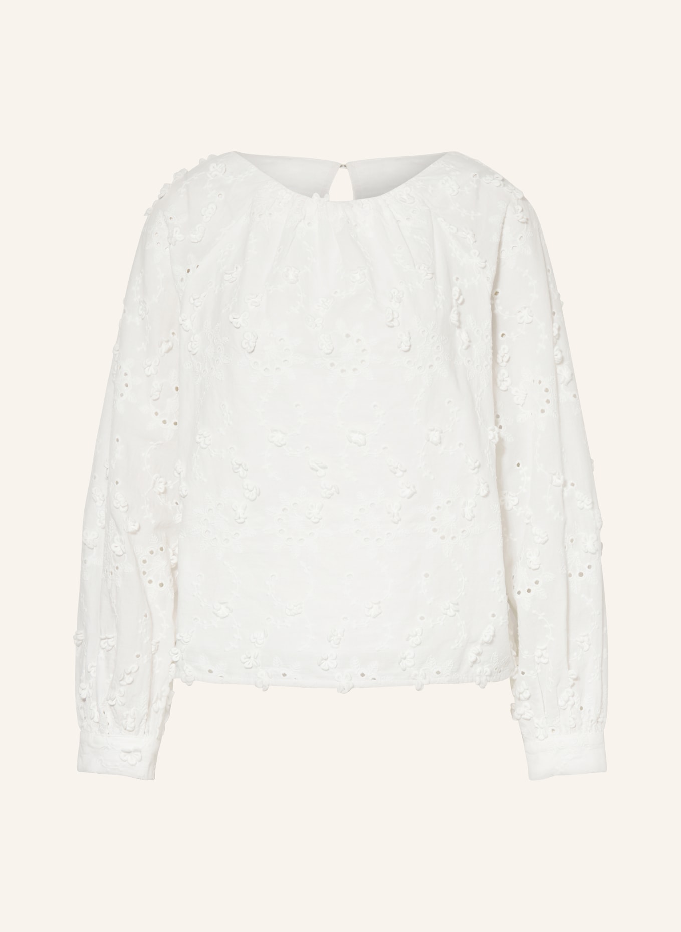 Y.A.S. Shirt blouse with broderie anglaise, Color: WHITE (Image 1)