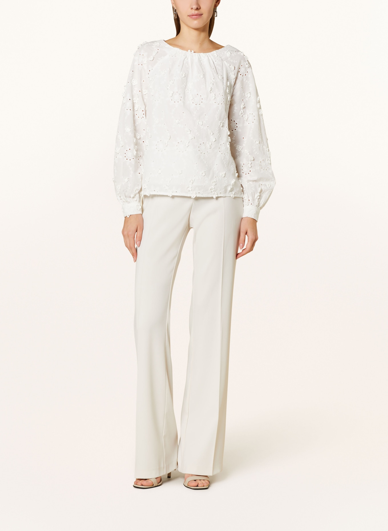 Y.A.S. Shirt blouse with broderie anglaise, Color: WHITE (Image 2)