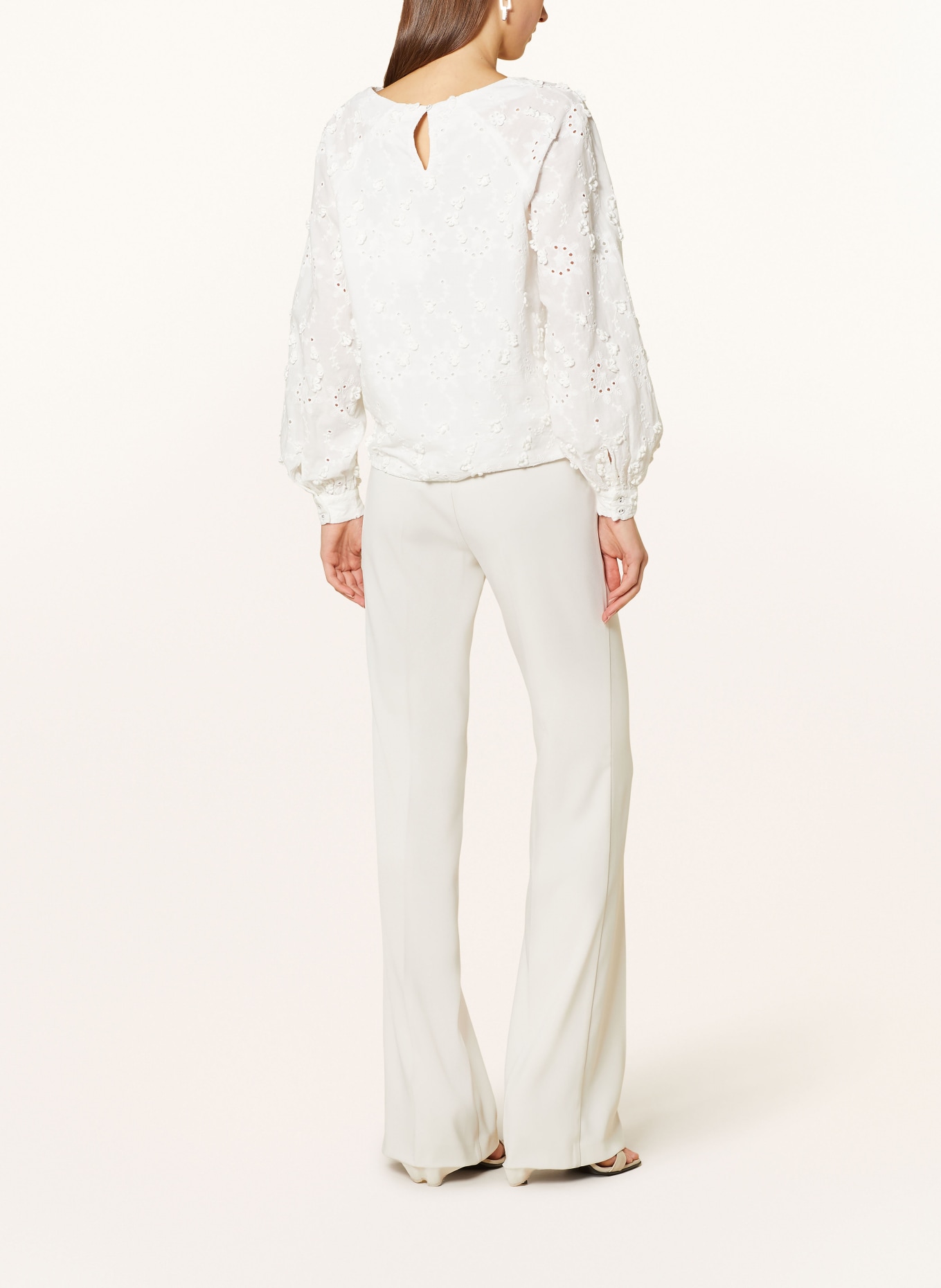Y.A.S. Shirt blouse with broderie anglaise, Color: WHITE (Image 3)