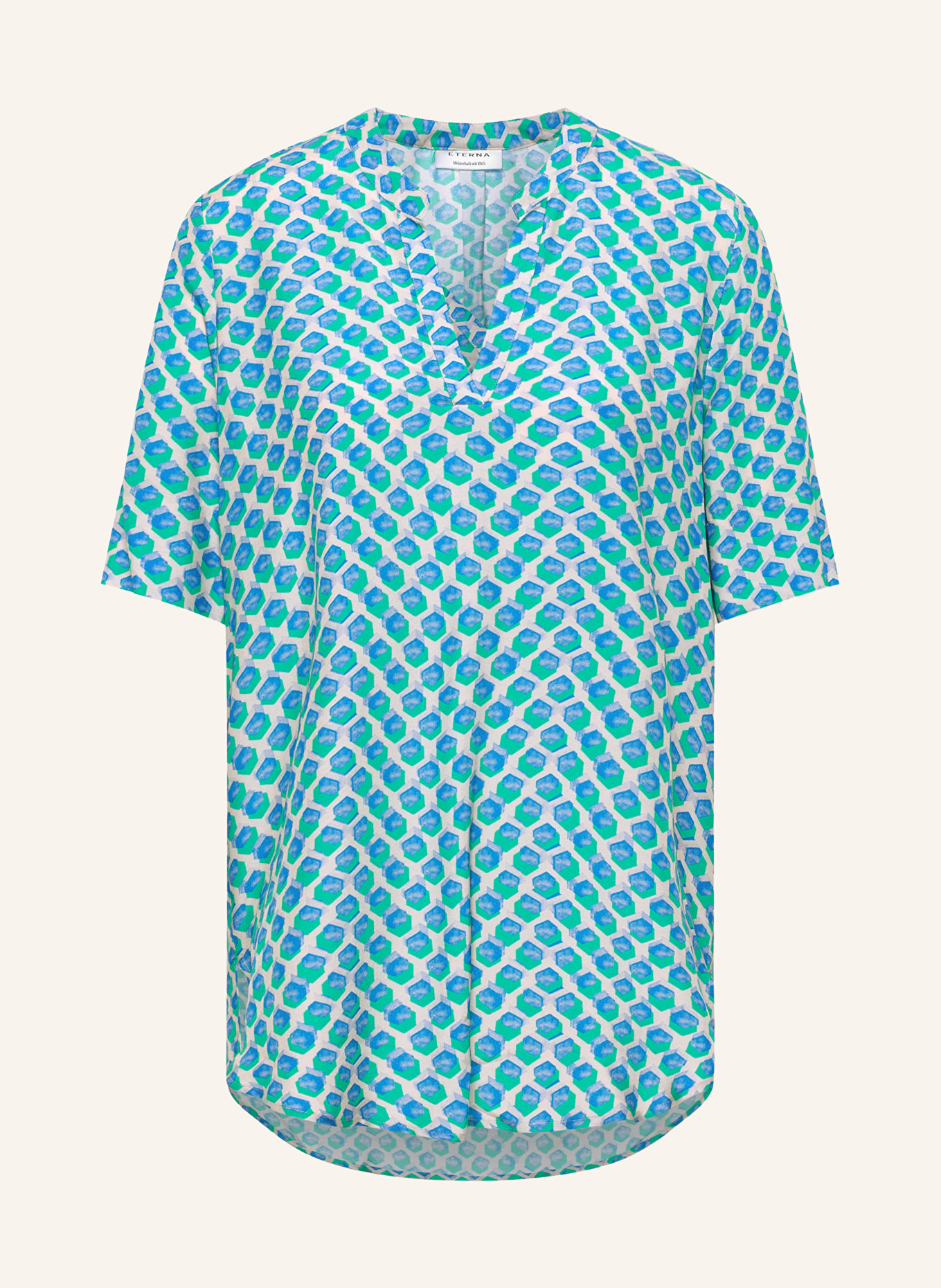 ETERNA Shirt blouse, Color: BLUE/ LIGHT GRAY/ GREEN (Image 1)