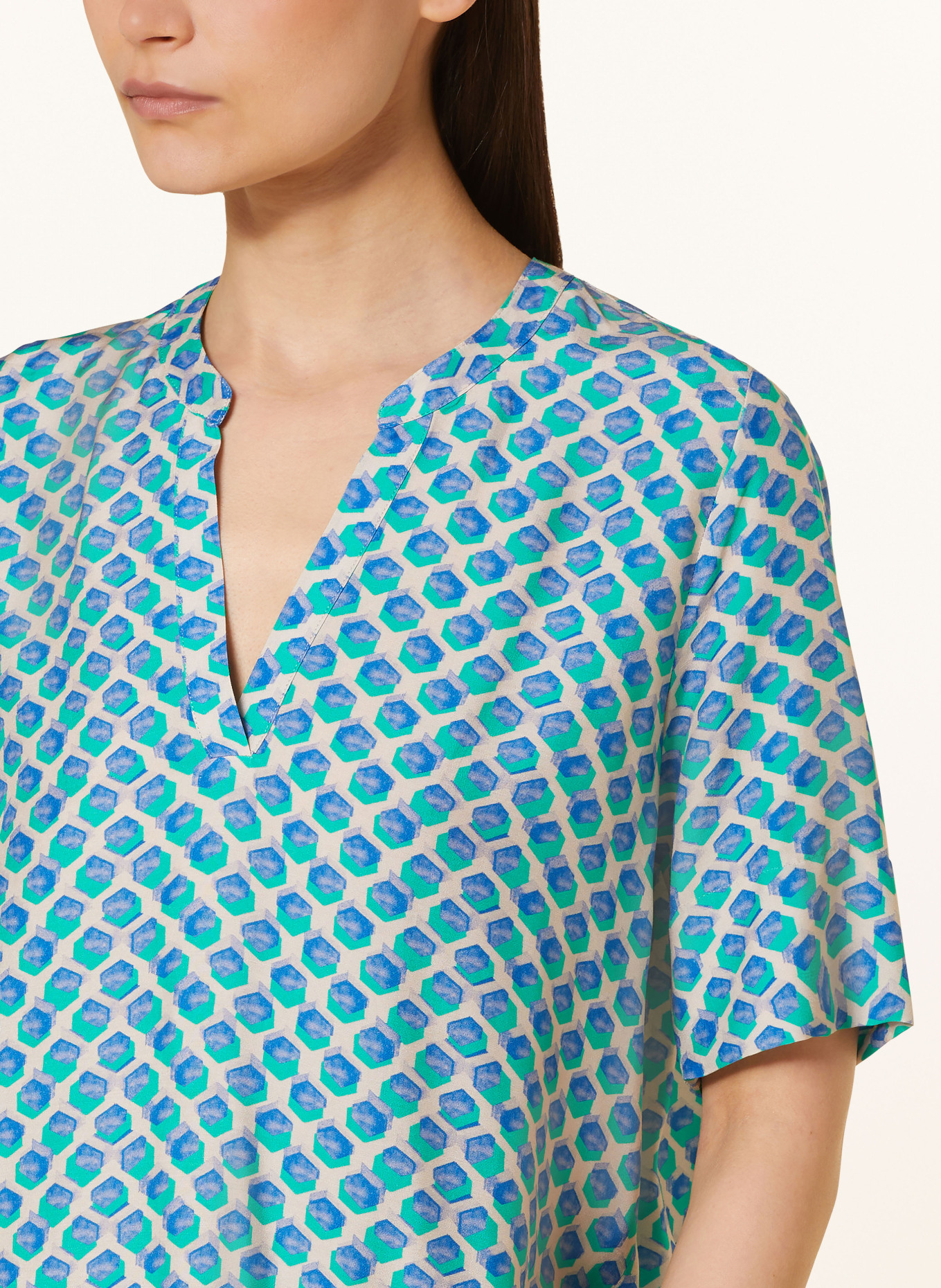ETERNA Shirt blouse, Color: BLUE/ LIGHT GRAY/ GREEN (Image 4)