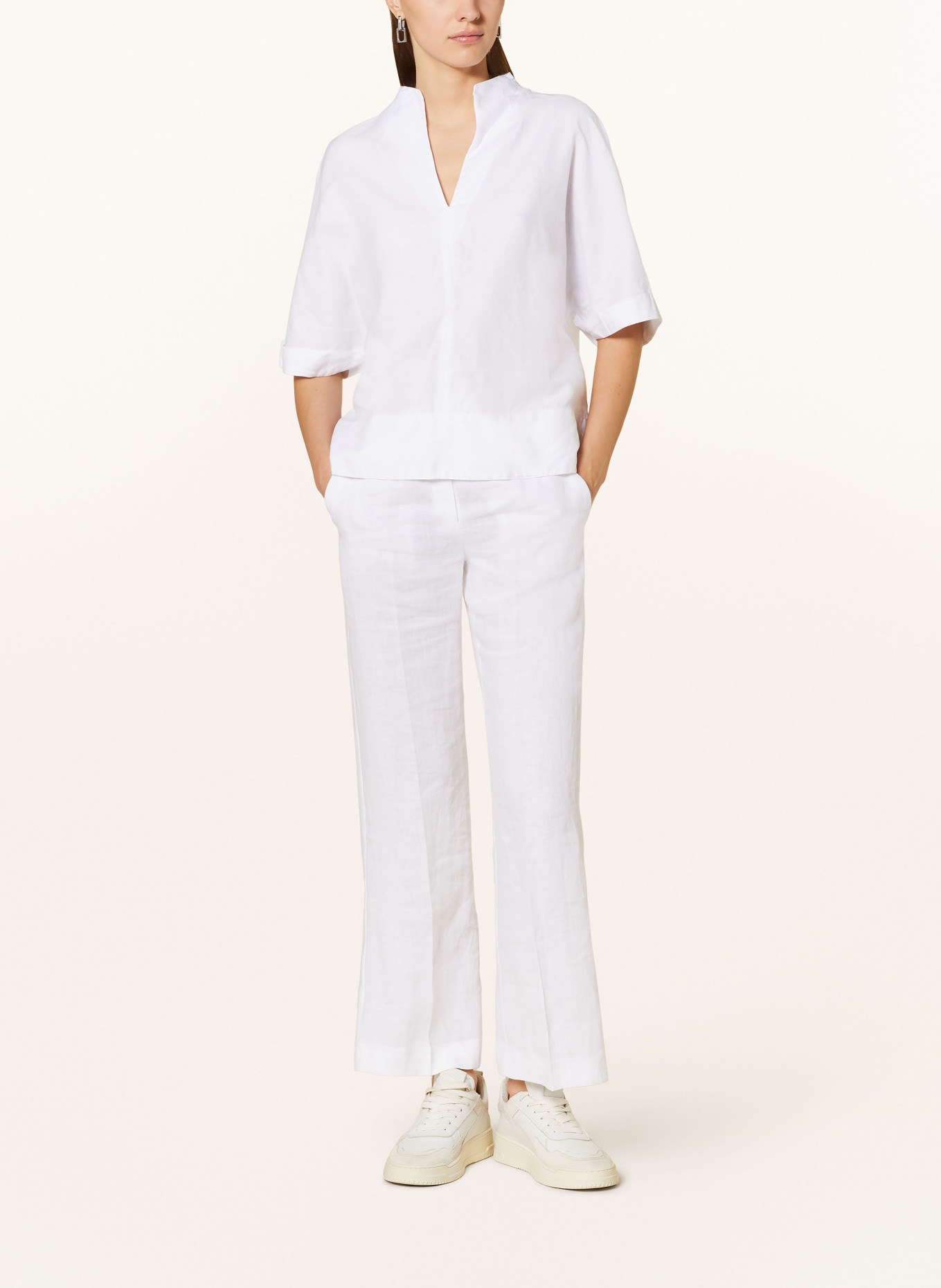 ETERNA Shirt blouse with linen, Color: WHITE (Image 2)