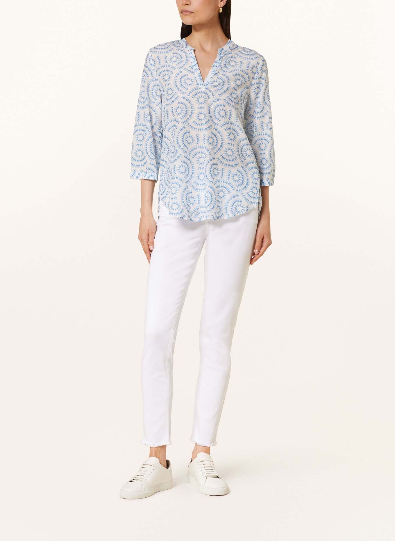 ETERNA Shirt blouse with 3/4 sleeves, Color: LIGHT BLUE/ WHITE (Image 2)