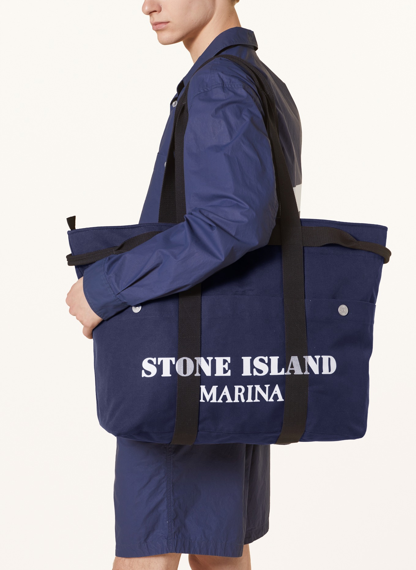 STONE ISLAND Beach bag MARINA, Color: DARK BLUE/ BLACK/ WHITE (Image 4)