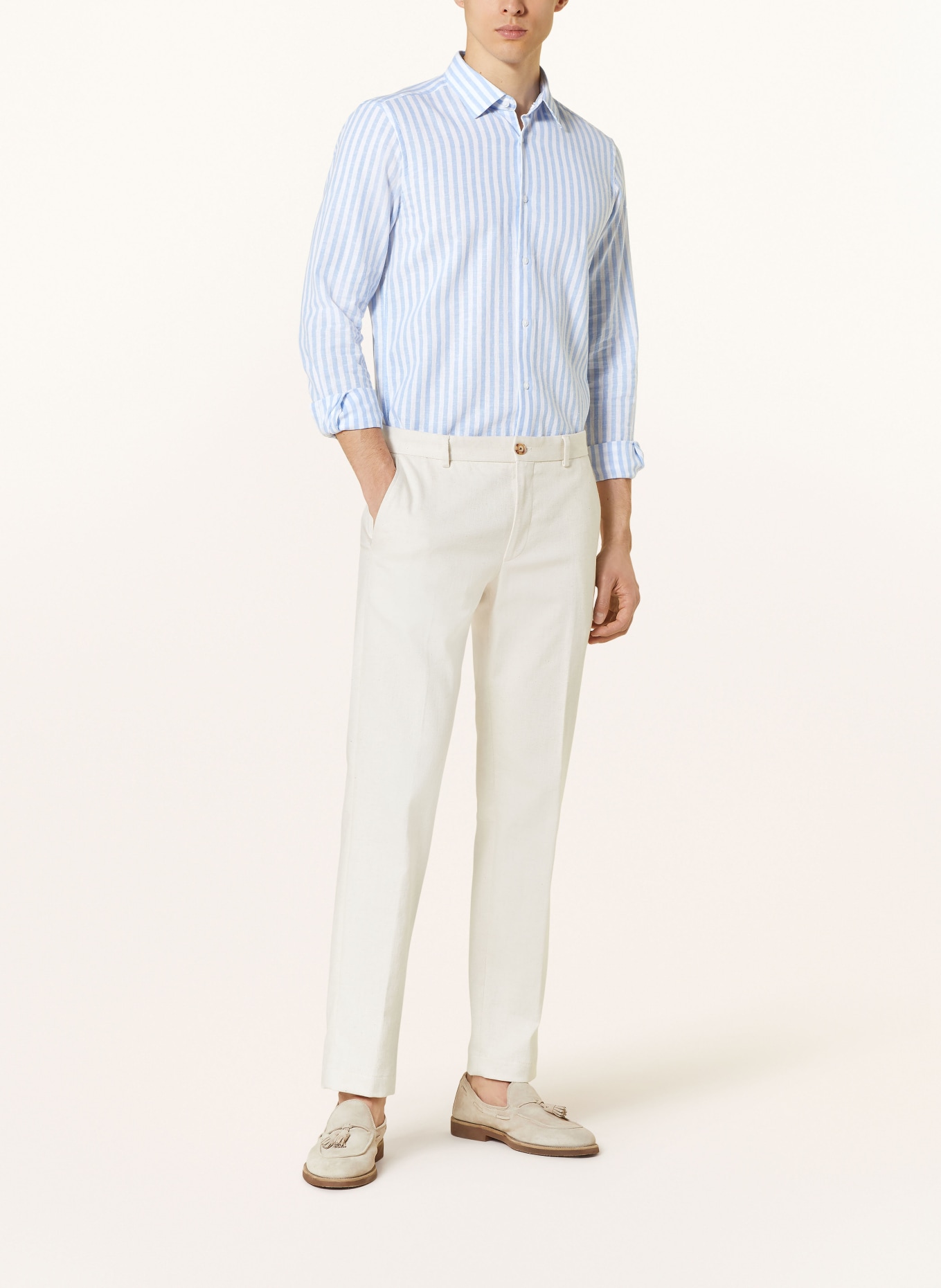 JOOP! Shirt PIT slim fit with linen, Color: WHITE/ LIGHT BLUE (Image 2)