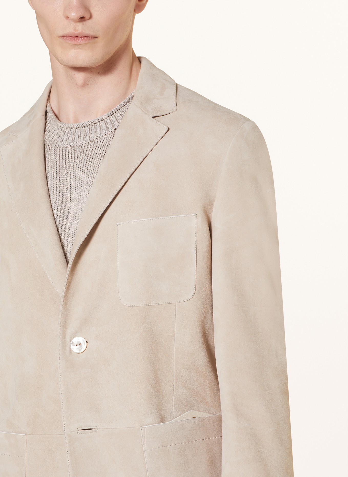 AGNONA Leather tailored jacket regular fit, Color: CREAM (Image 4)