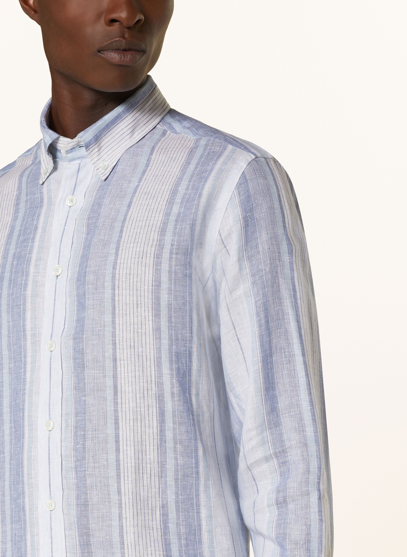 HACKETT LONDON Linen shirt slim fit, Color: BLUE/ BLUE GRAY/ WHITE (Image 4)