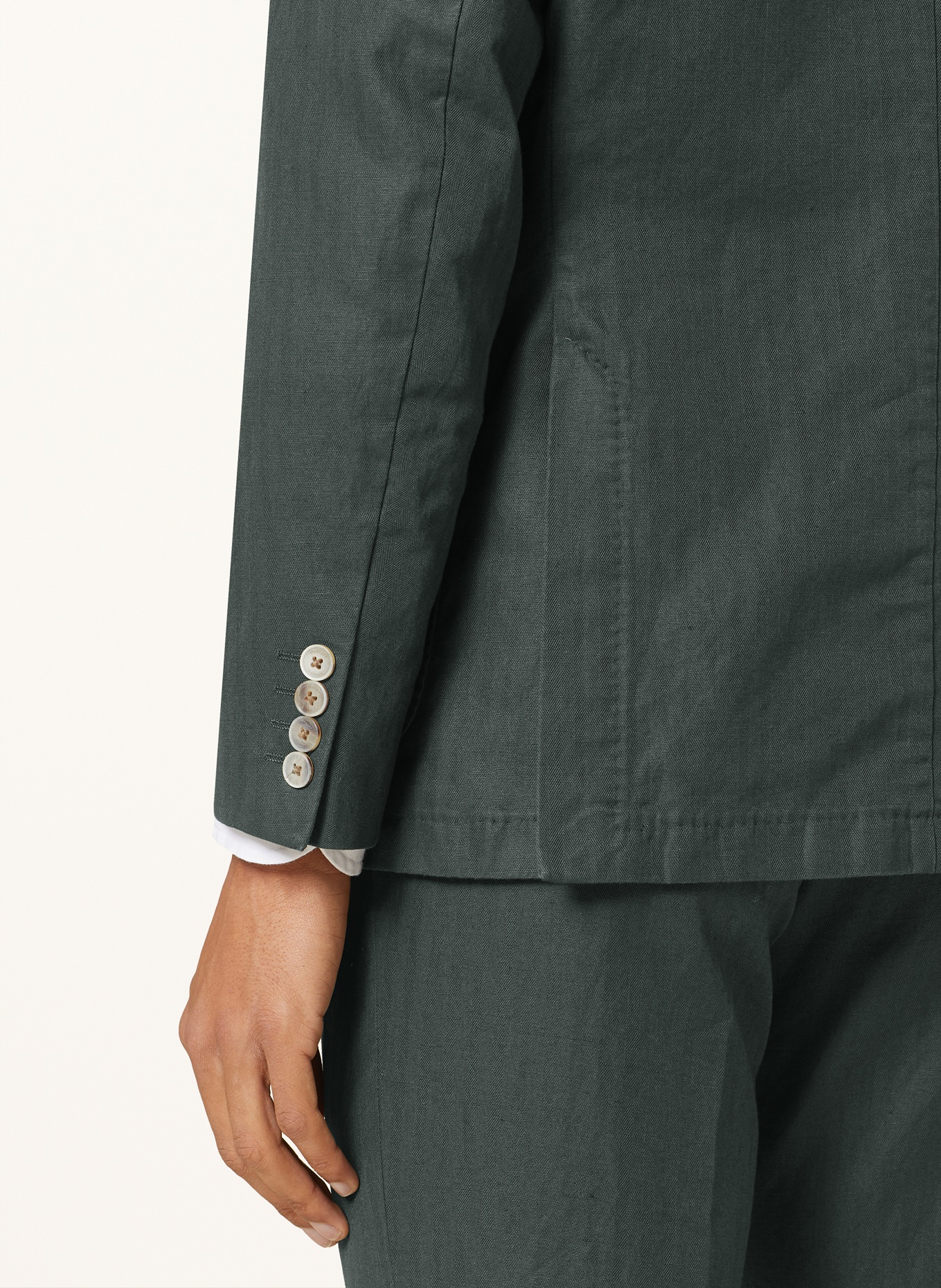 HACKETT LONDON Oblekové sako Extra Slim Fit se lnem, Barva: 670 BOTTLE GREEN (Obrázek 6)