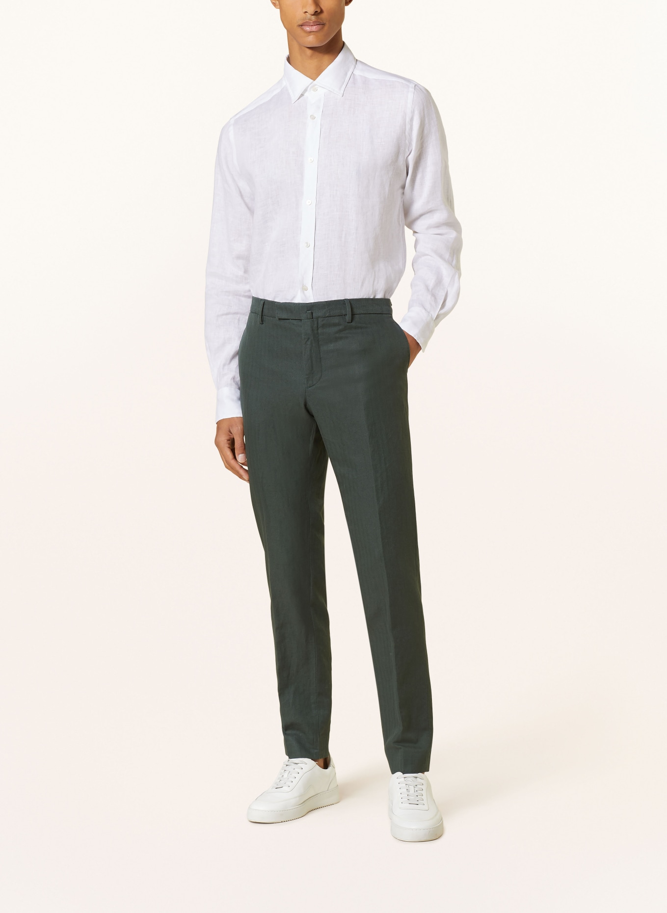 HACKETT LONDON Oblekové kalhoty Slim Fit se lnem, Barva: 670 BOTTLE GREEN (Obrázek 3)