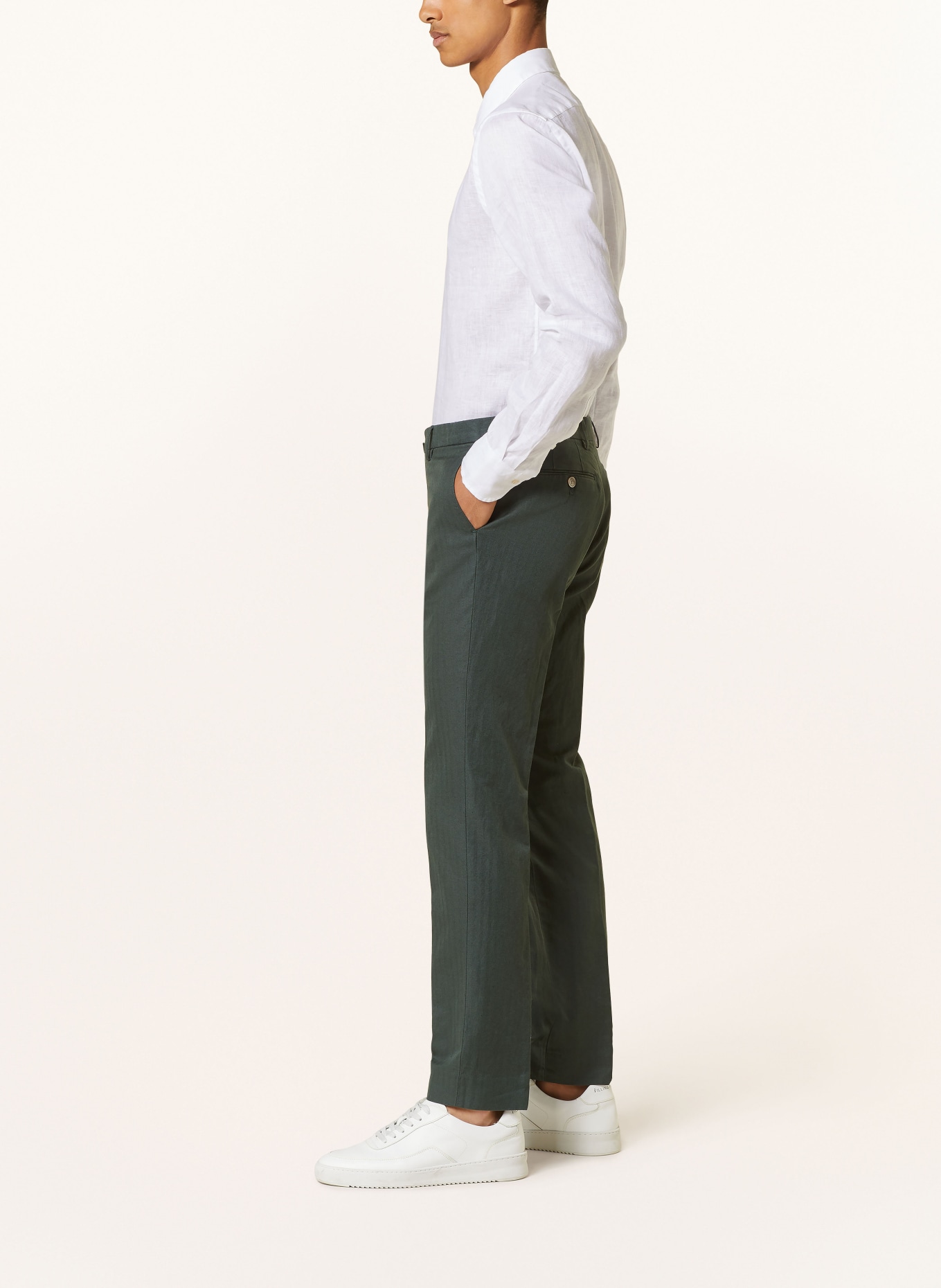 HACKETT LONDON Oblekové kalhoty Slim Fit se lnem, Barva: 670 BOTTLE GREEN (Obrázek 5)