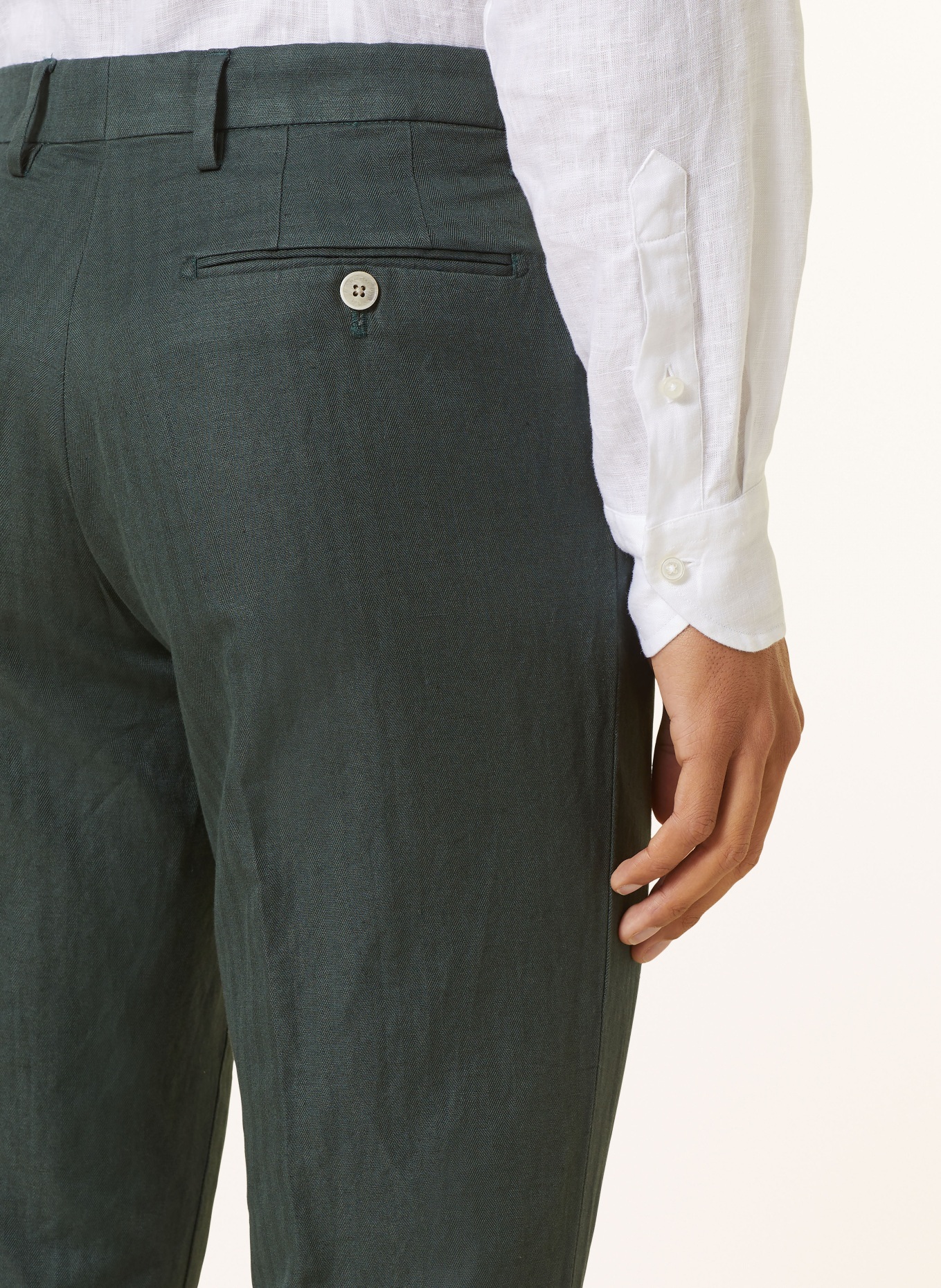 HACKETT LONDON Oblekové kalhoty Slim Fit se lnem, Barva: 670 BOTTLE GREEN (Obrázek 6)