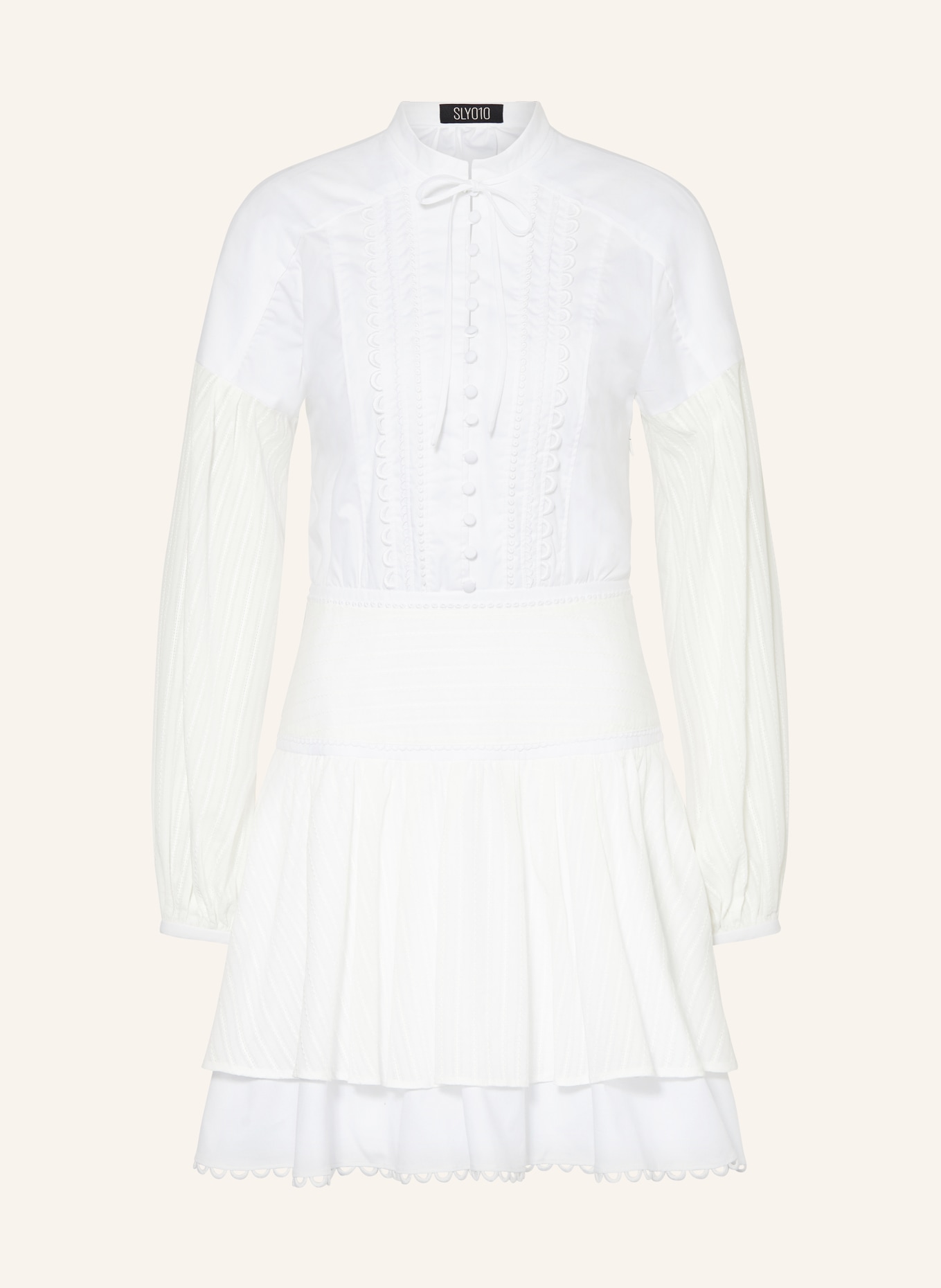 SLY 010 Dress LILJA with broderie anglaise, Color: WHITE (Image 1)