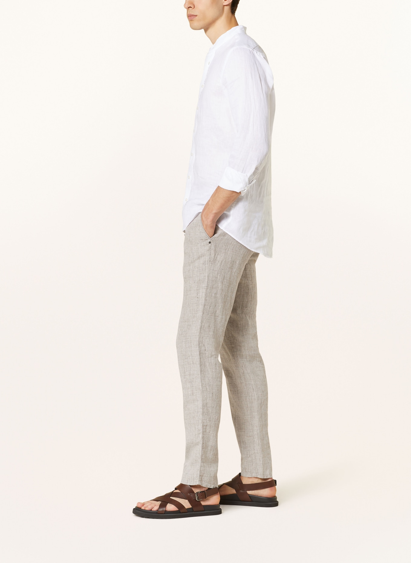 BRAX Lněné chino kalhoty FABIO LDX Modern Fit, Barva: REŽNÁ/ BÉŽOVÁ (Obrázek 4)
