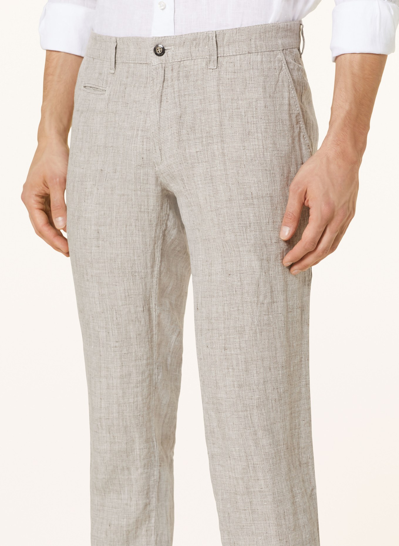 BRAX Lněné chino kalhoty FABIO LDX Modern Fit, Barva: REŽNÁ/ BÉŽOVÁ (Obrázek 5)