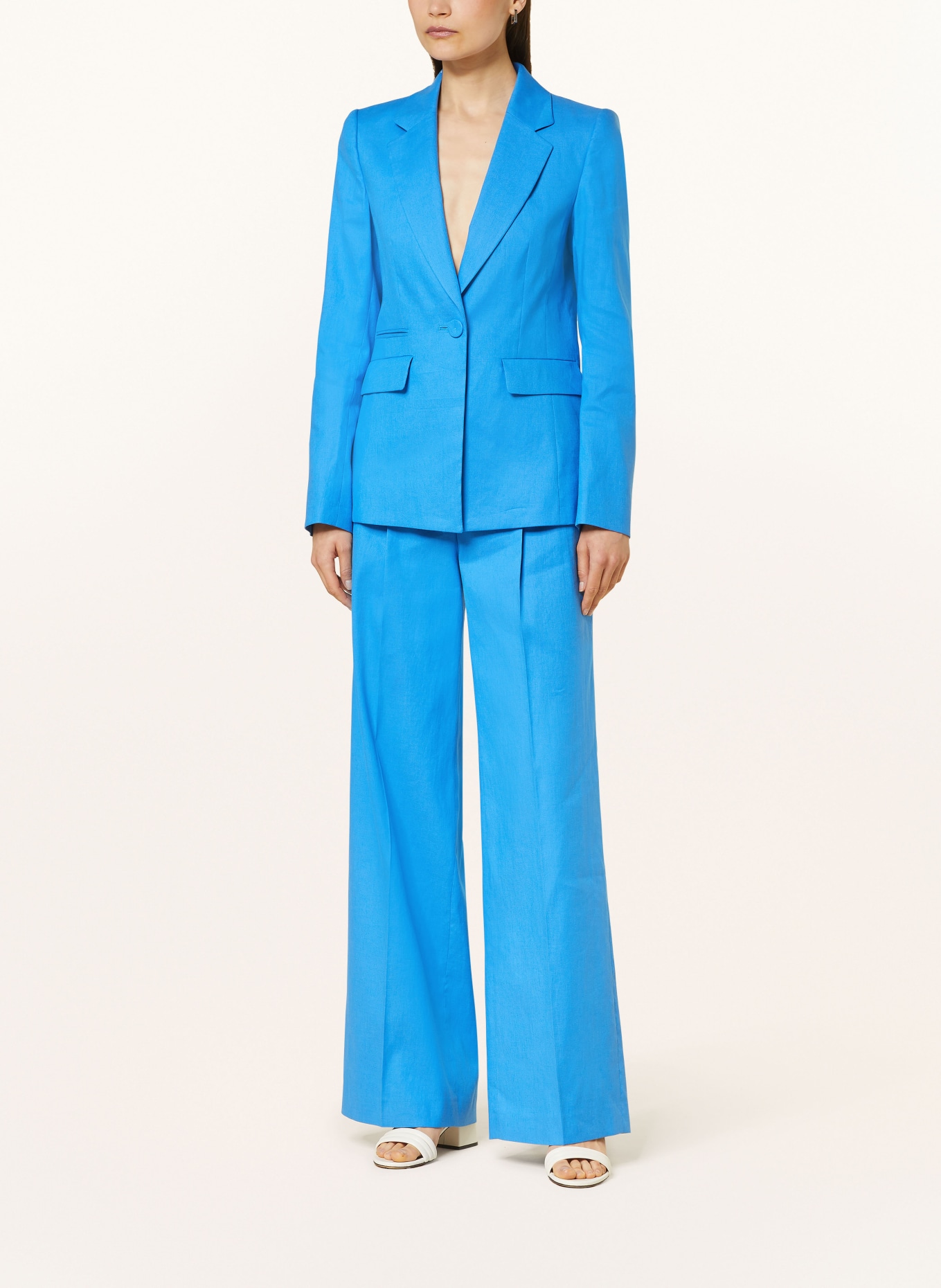 LUISA CERANO Wide leg trousers with linen, Color: BLUE (Image 2)