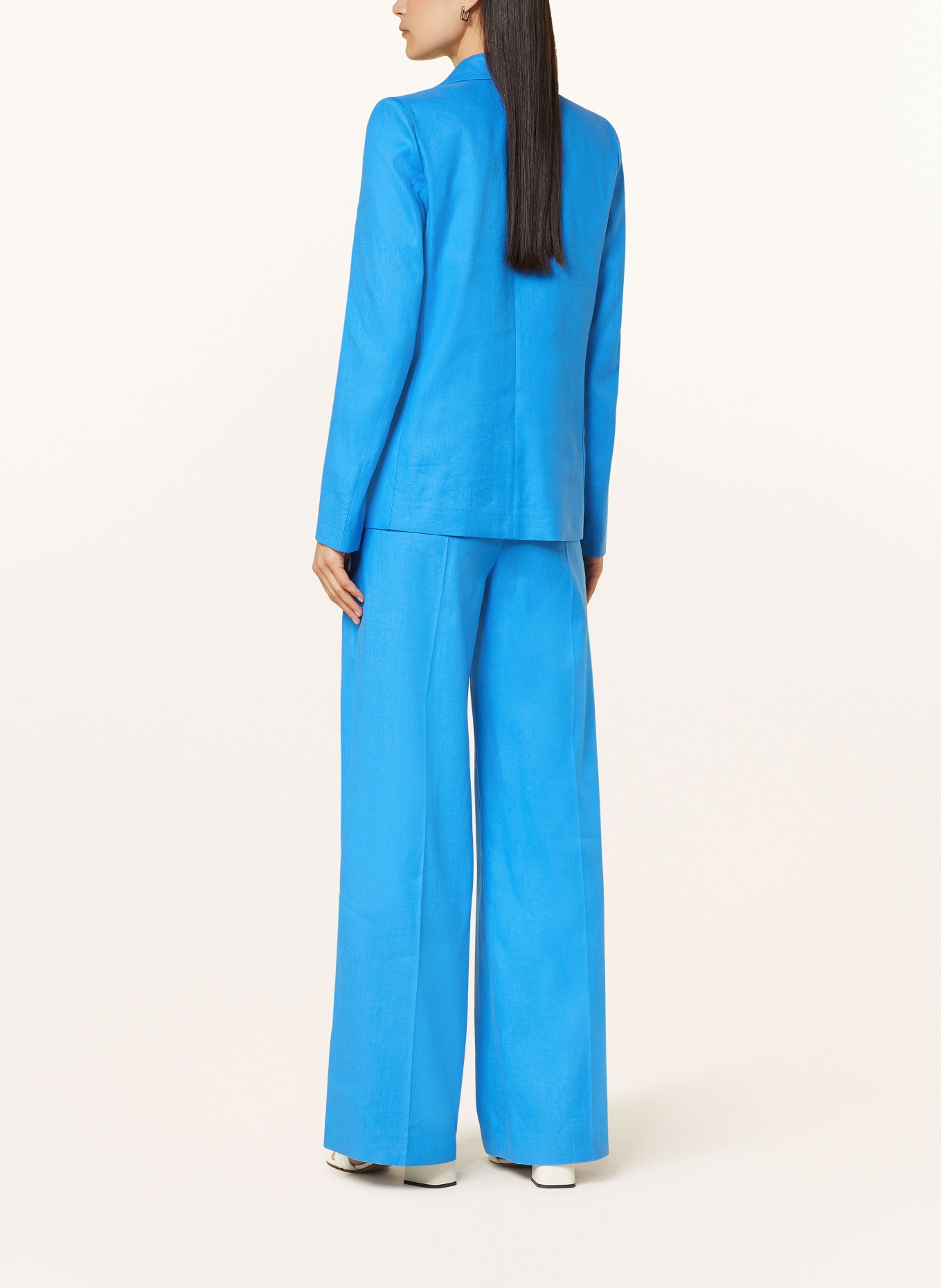 LUISA CERANO Wide leg trousers with linen, Color: BLUE (Image 3)