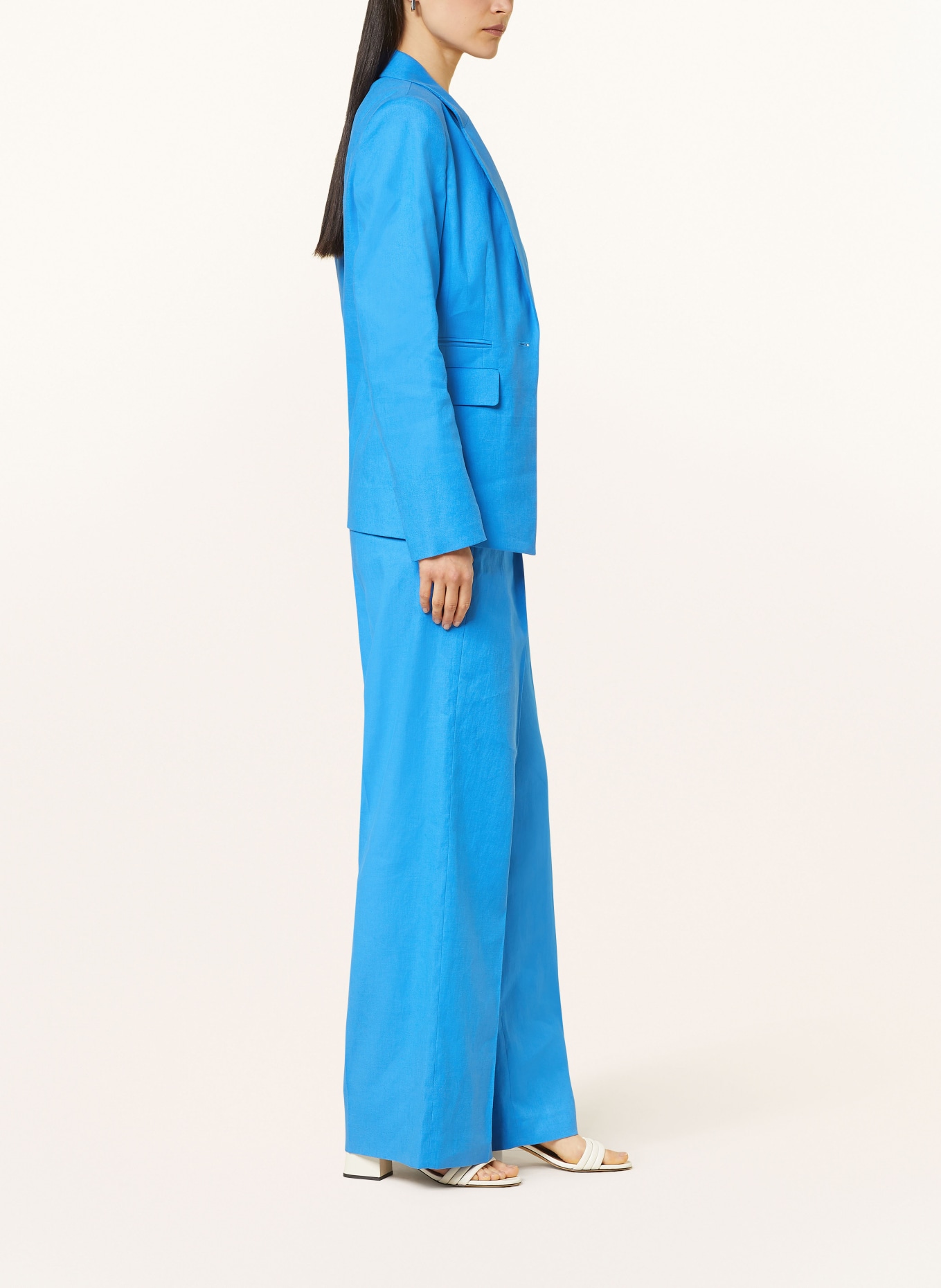 LUISA CERANO Wide leg trousers with linen, Color: BLUE (Image 4)