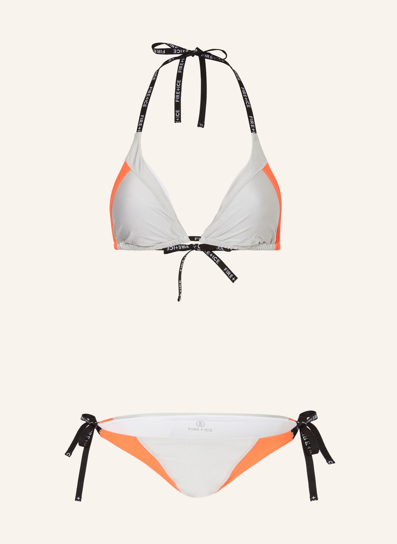 FIRE+ICE Triangle bikini BAILA, Color: SILVER/ NEON ORANGE (Image 1)