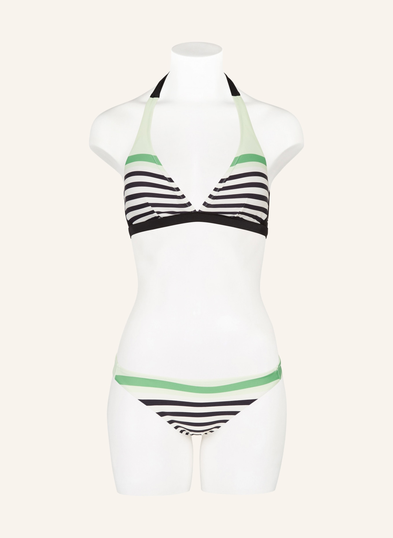 FIRE+ICE Halter neck bikini top JASMIN2, Color: WHITE/ BLACK/ GREEN (Image 2)