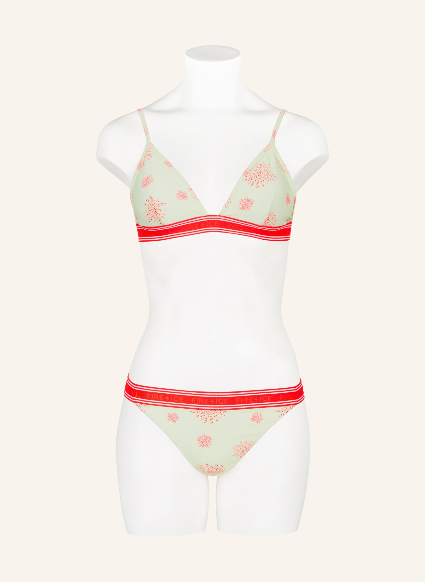 FIRE+ICE Basic bikini bottoms JUDIT, Color: LIGHT GREEN/ NEON RED (Image 2)