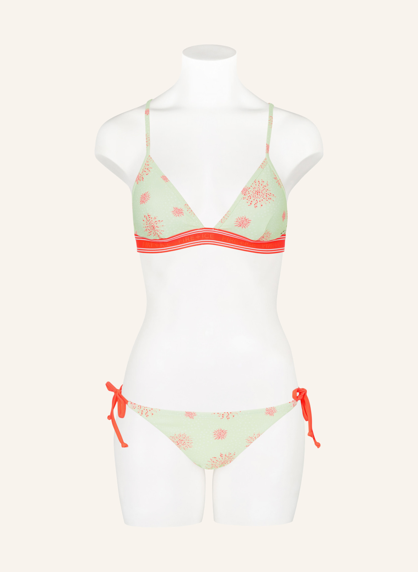 FIRE+ICE Triangle bikini top HANKA3, Color: MINT/ WHITE/ NEON ORANGE (Image 2)