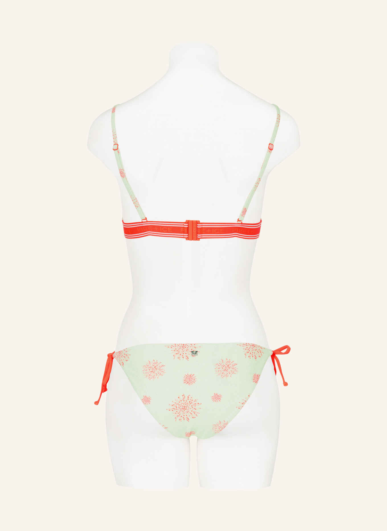 FIRE+ICE Triangle bikini top HANKA3, Color: MINT/ WHITE/ NEON ORANGE (Image 3)