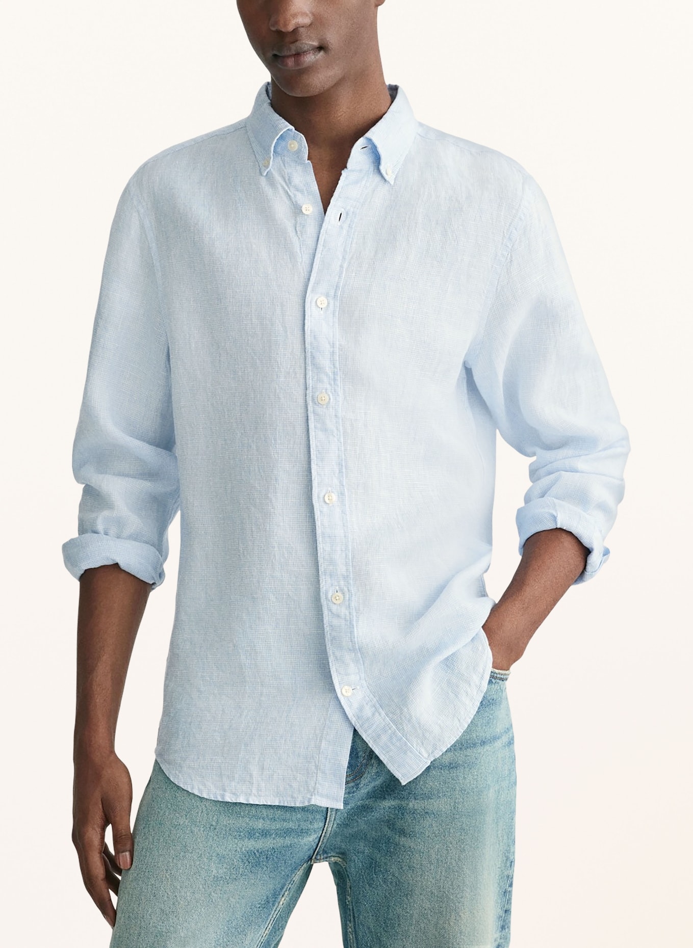GANT Linen shirt slim fit, Color: LIGHT BLUE/ WHITE (Image 2)