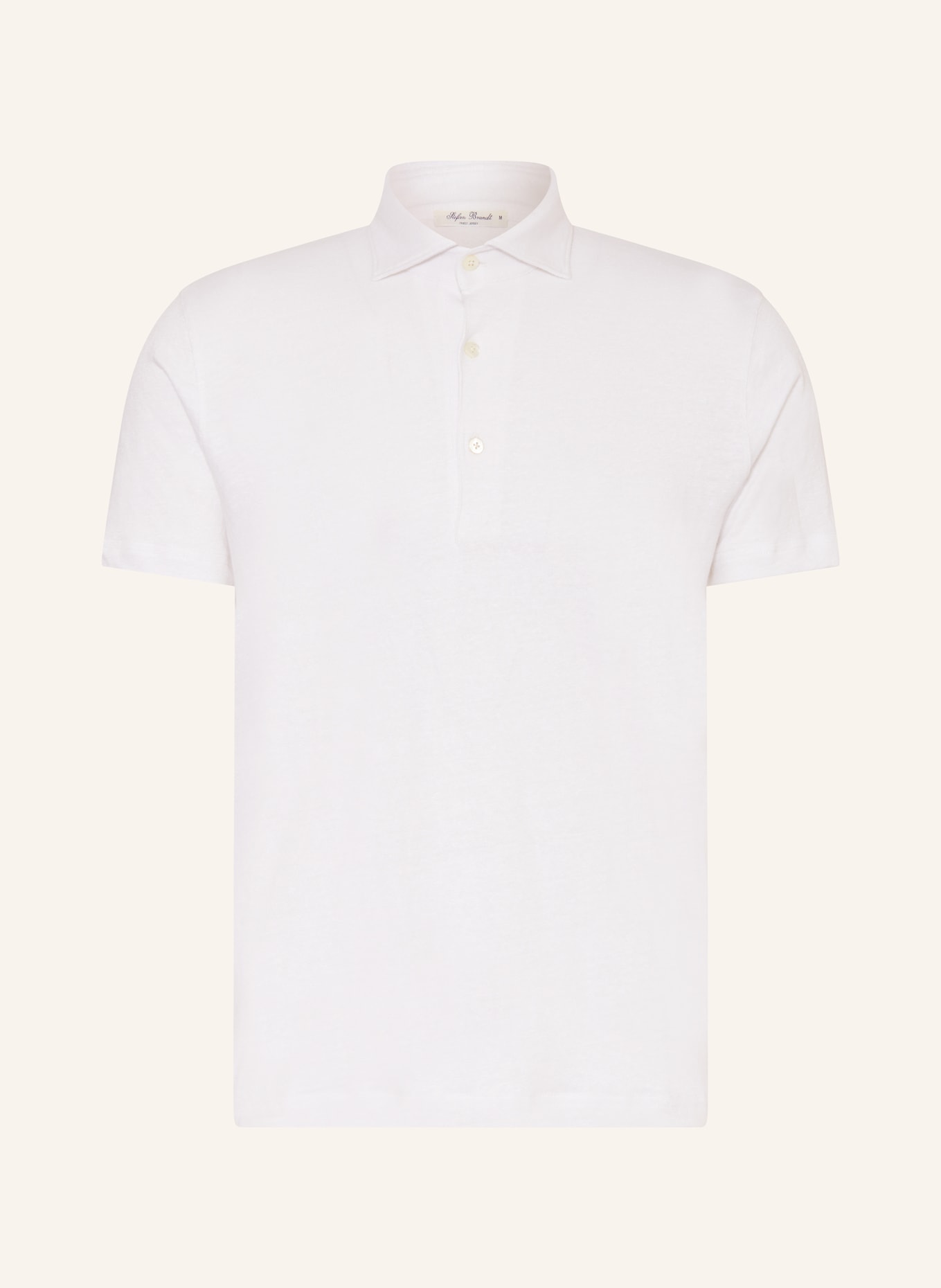 Stefan Brandt Knitted polo shirt LAURIN in linen, Color: WHITE (Image 1)