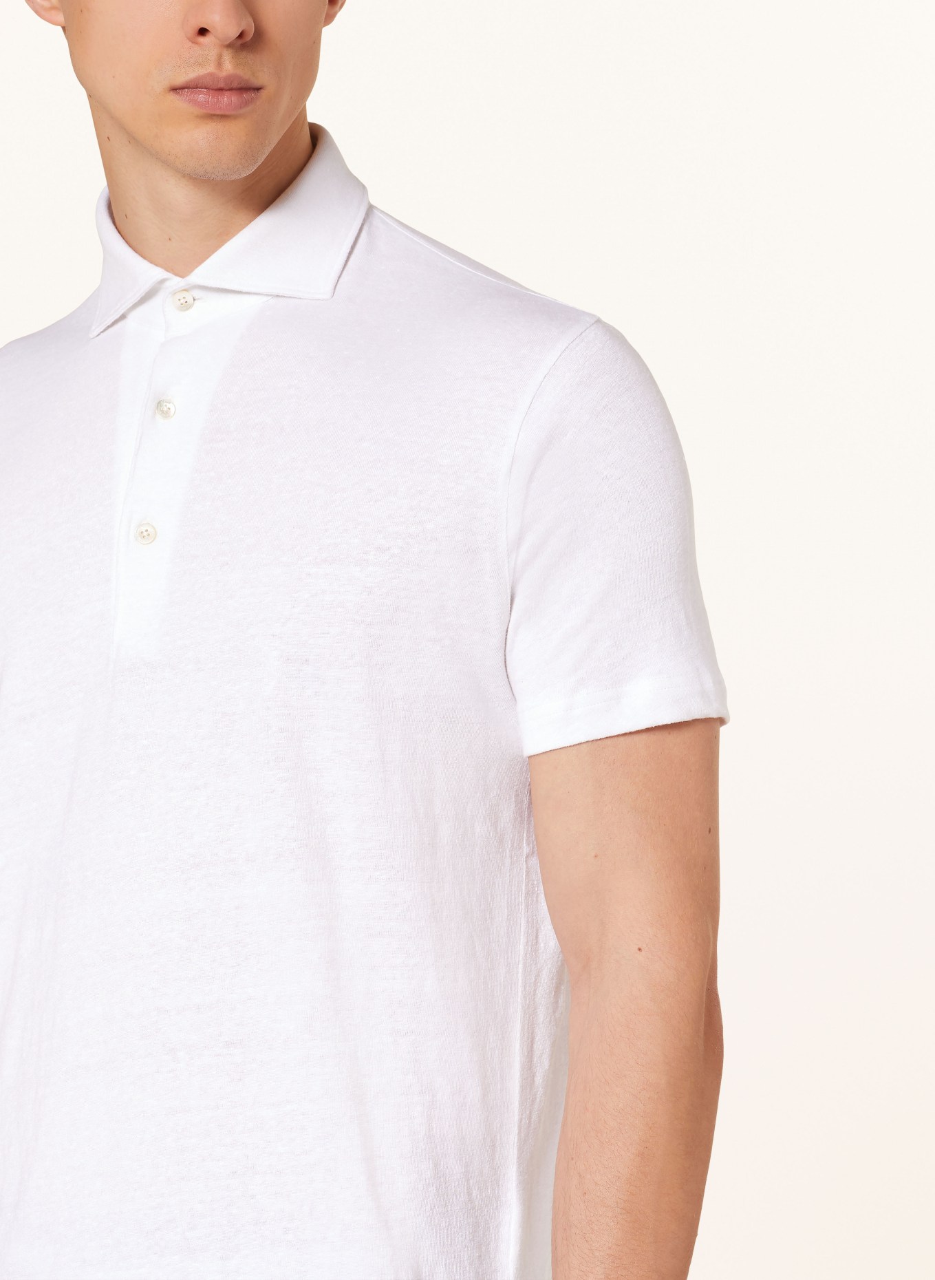 Stefan Brandt Knitted polo shirt LAURIN in linen, Color: WHITE (Image 4)