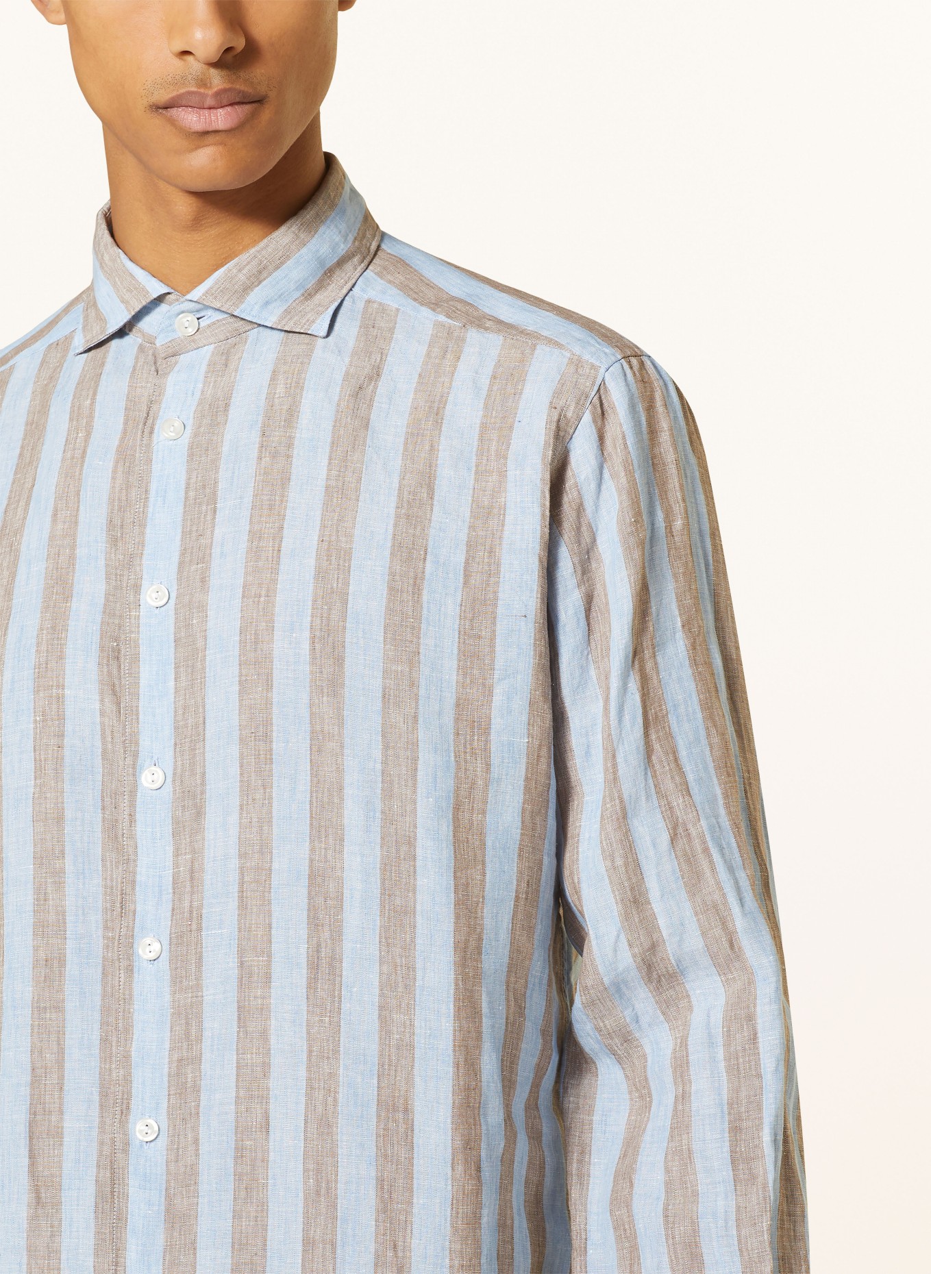 ETON Linen shirt extra slim fit, Color: LIGHT BLUE/ BROWN (Image 4)