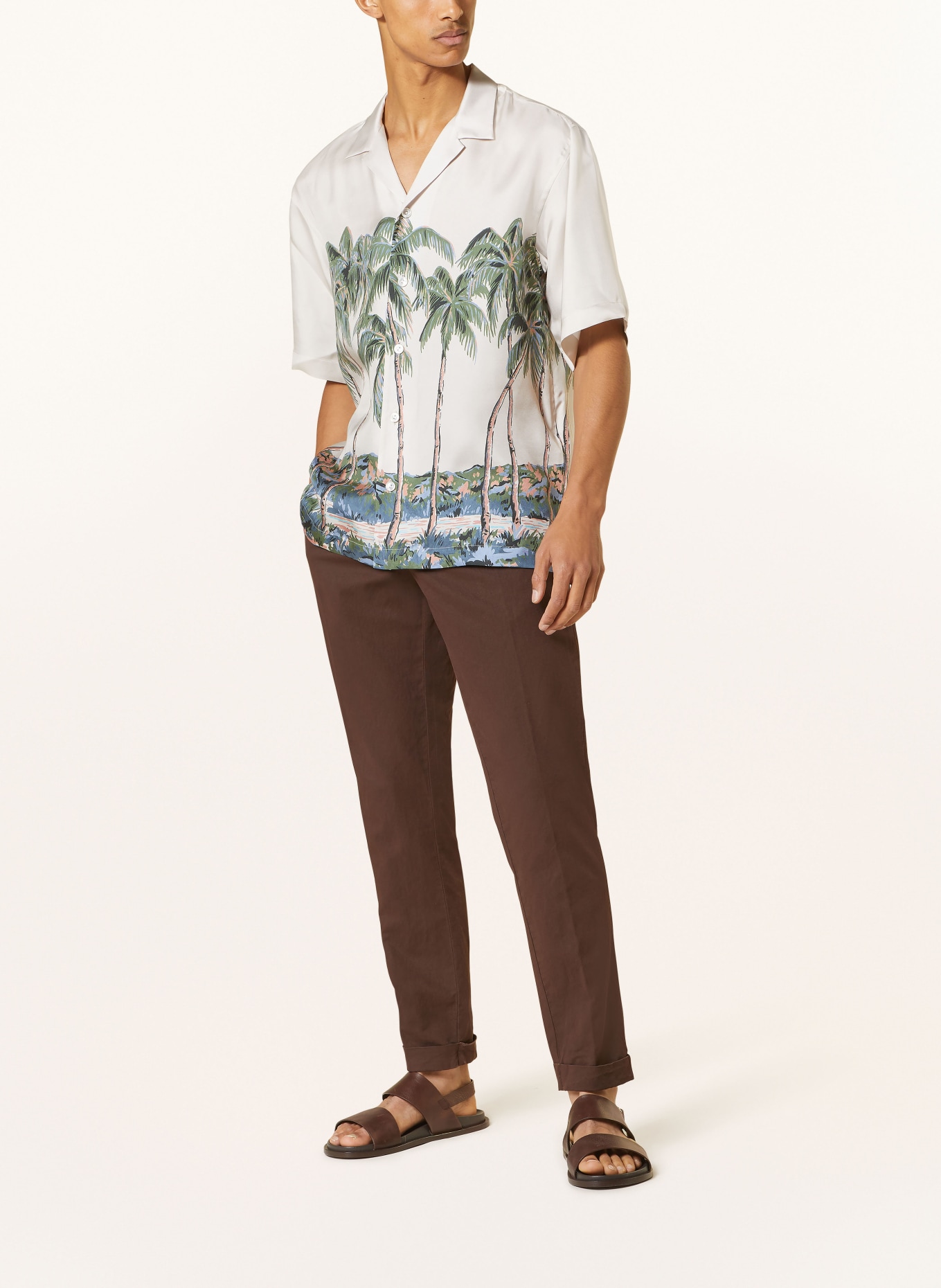 ETON Resort shirt regular fit made of silk, Color: LIGHT GRAY/ DARK GREEN/ BLUE (Image 2)