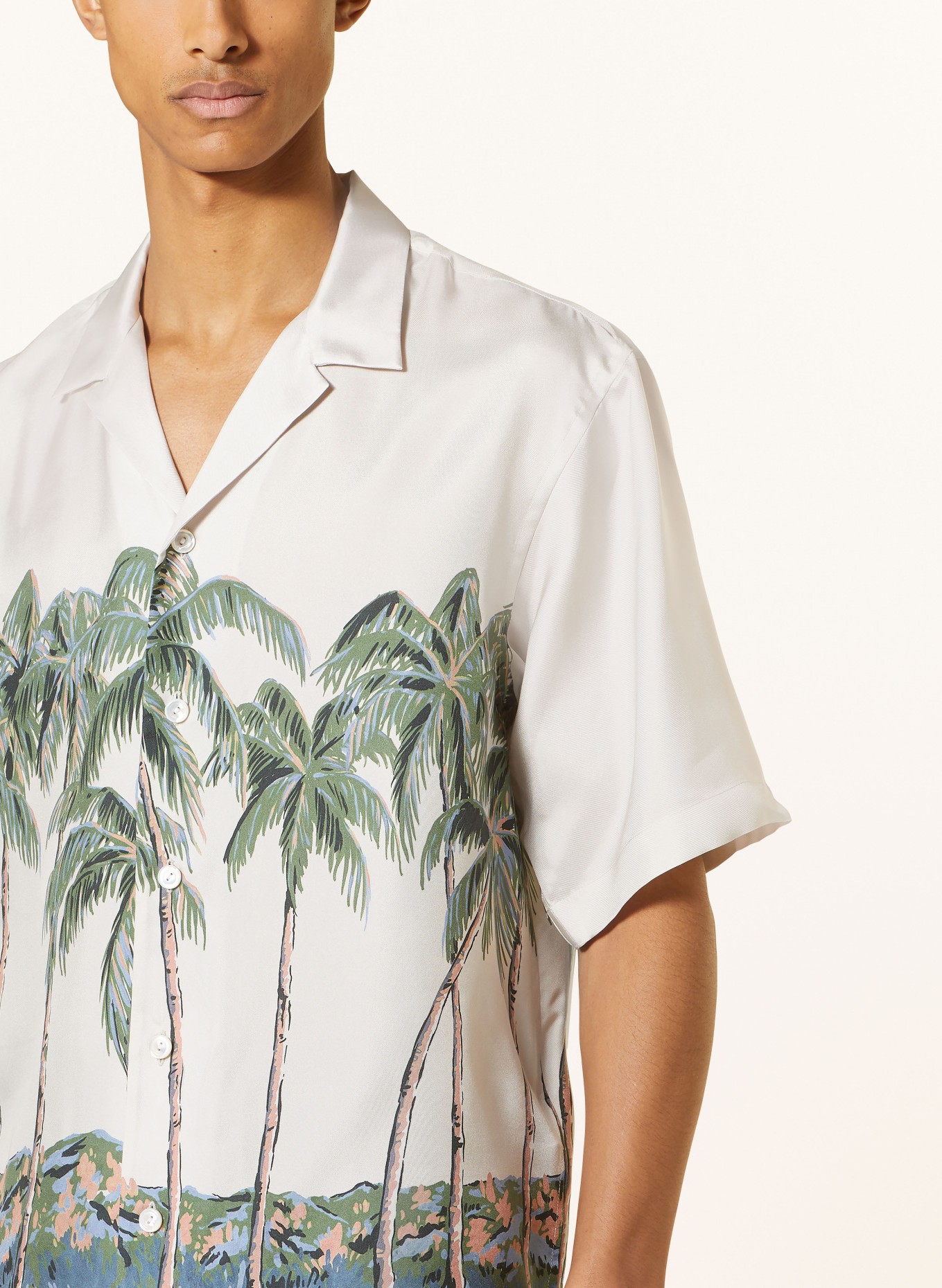 ETON Resort shirt regular fit made of silk, Color: LIGHT GRAY/ DARK GREEN/ BLUE (Image 4)