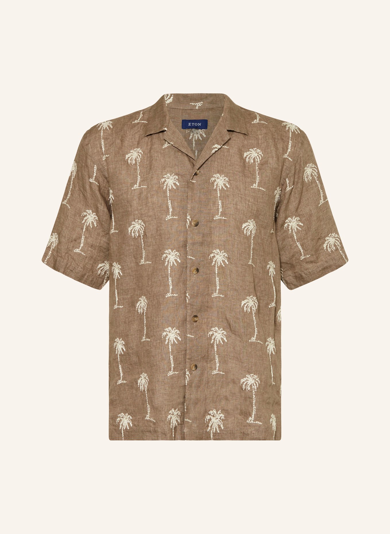 ETON Resort shirt comfort fit in linen, Color: BROWN/ CREAM (Image 1)